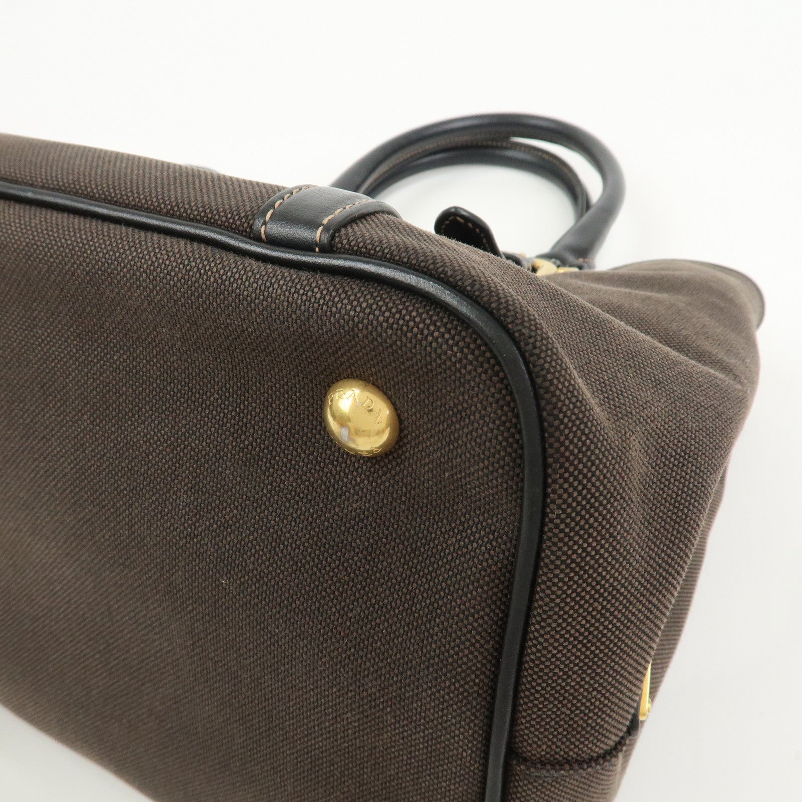PRADA Jacquard Leather 2Way Bag Tote Bag Hand Bag Brown BN1841