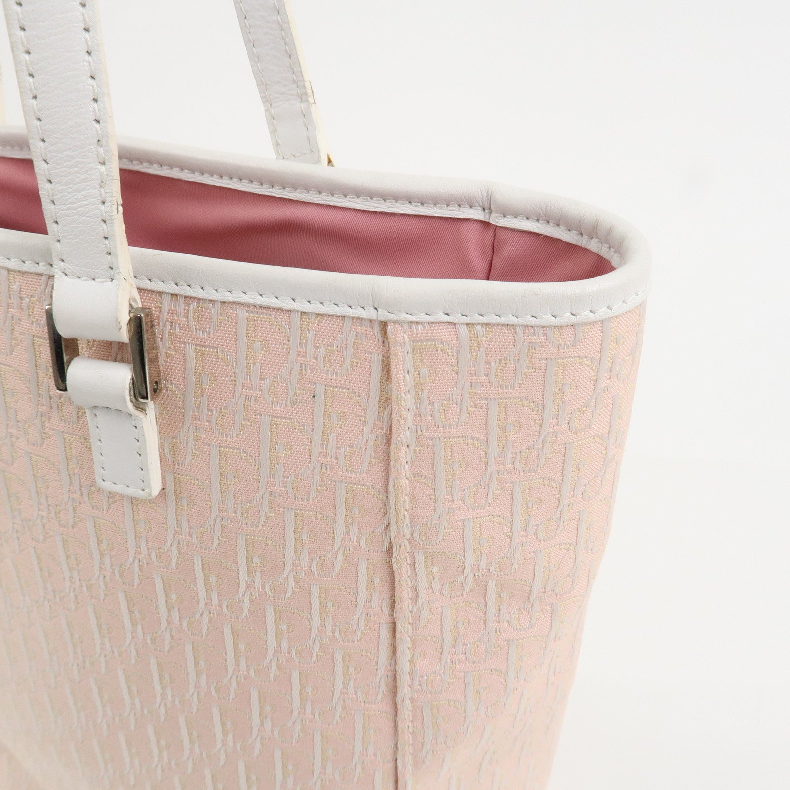 Christian Trotter Dior Canvas Leather Tote Bag Shoulder Bag Pink
