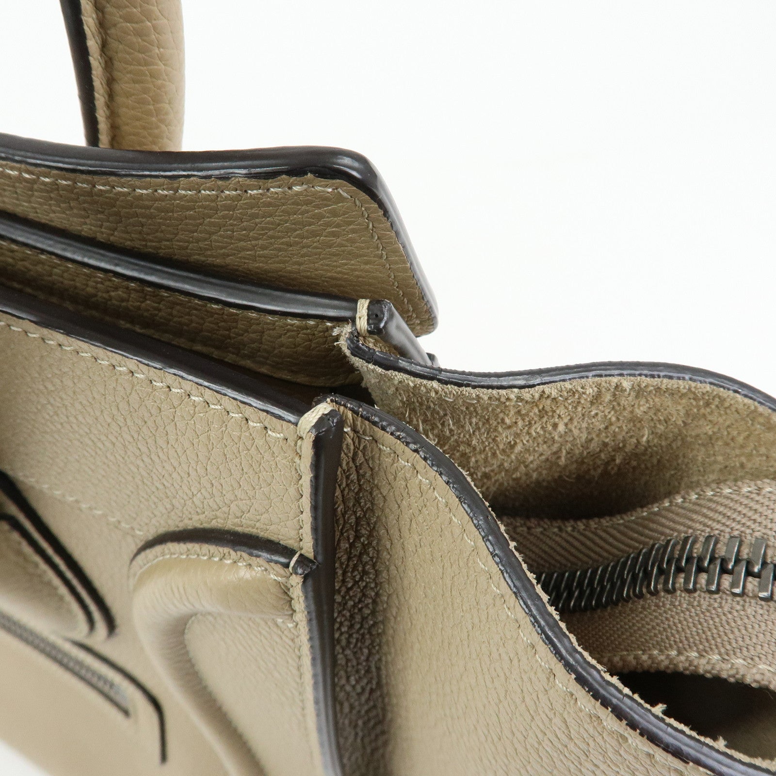 CELINE Luggage Calf Leather Tote Bag Hand Bag Beige