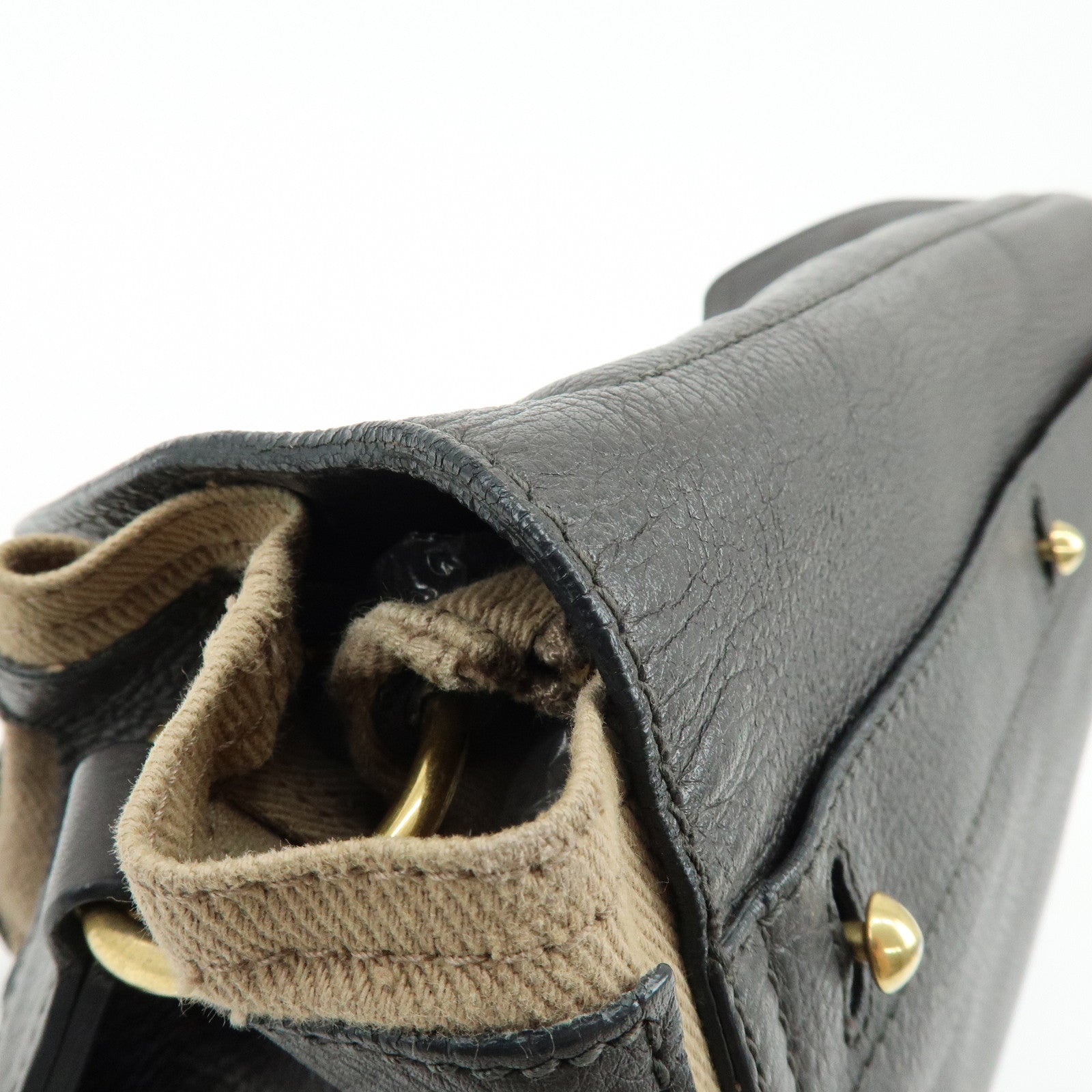 SAINT LAURENT PARIS Muse Leather Canvas Shoulder Bag Dark Brown