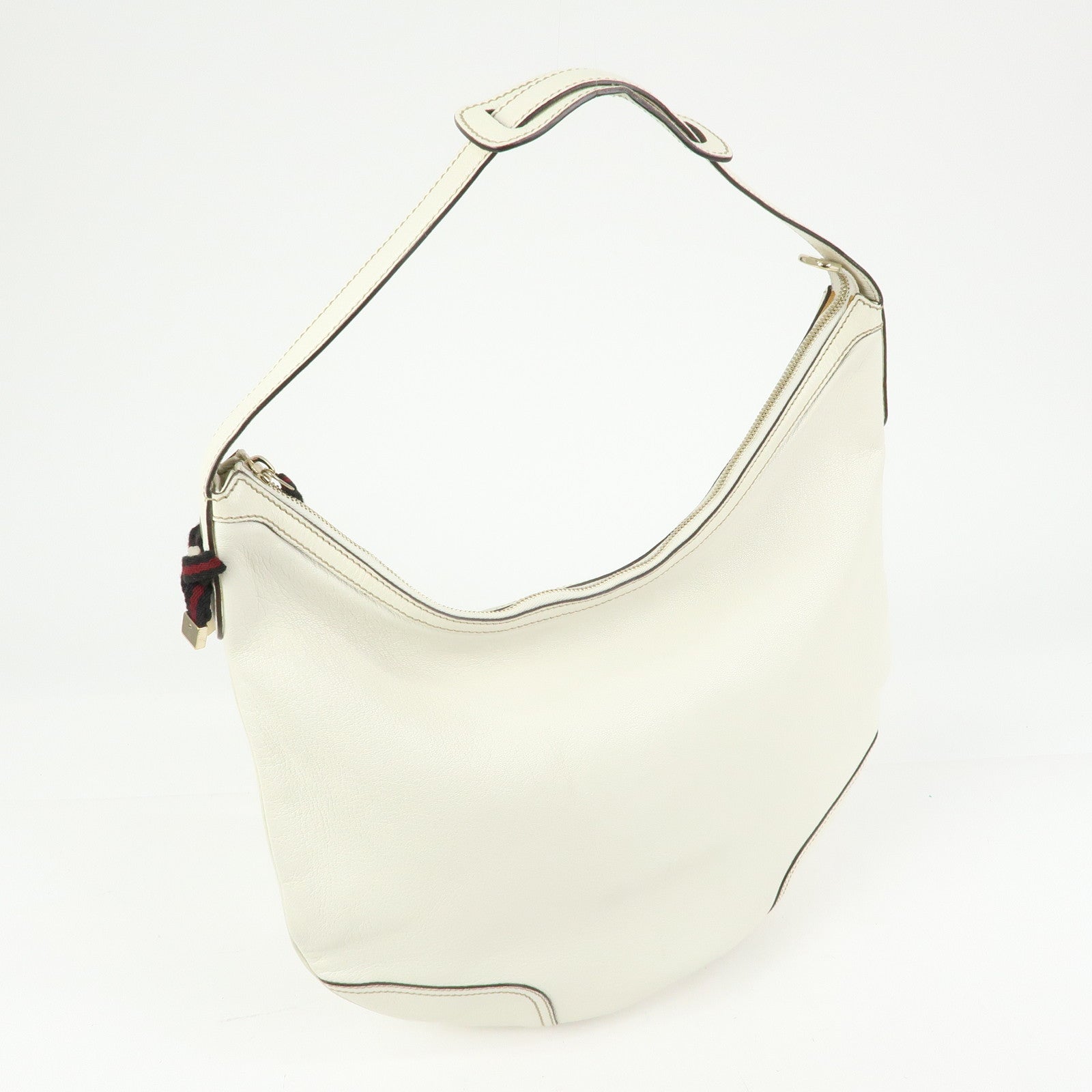 GUCCI Sherry Princy Leather Shoulder Bag Hand Bag White 162882