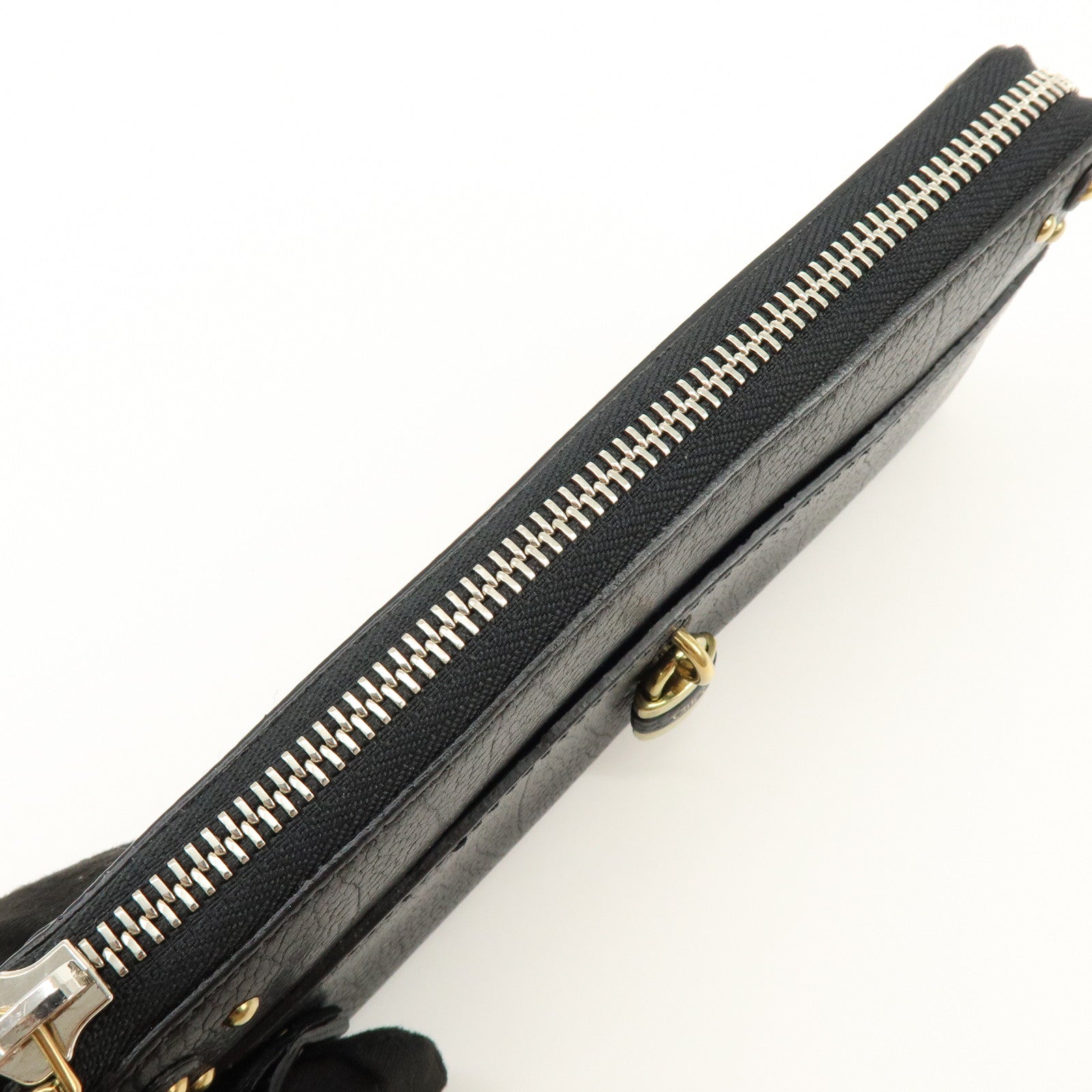 Chloe Aurora Studs Leather Zippy Long Wallet Black