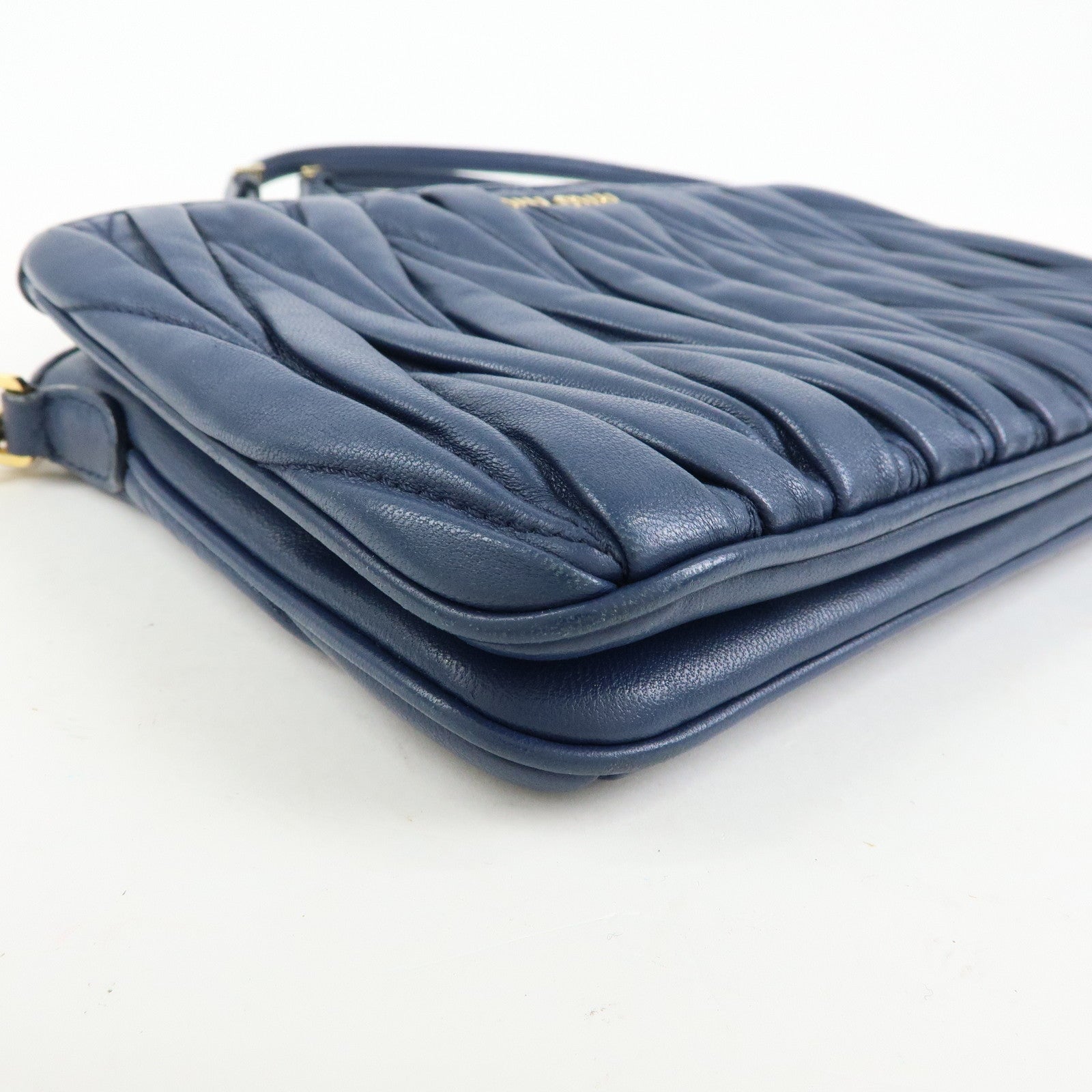 MIU MIU Matelasse Leather Shoulder Bag Crossbody Bag Blue