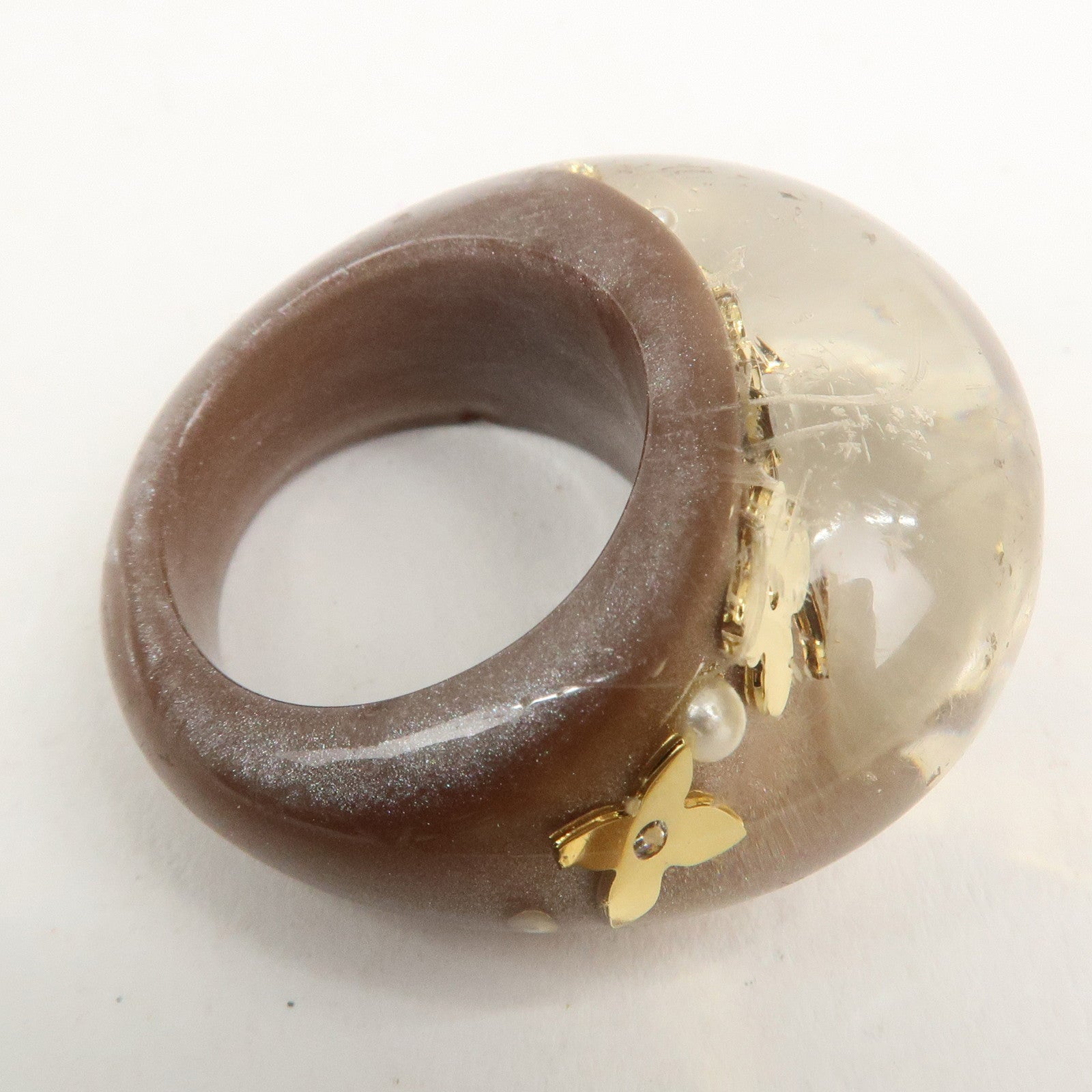 Louis Vuitton Monogram Bague Inclusion Resin Ring M #12 Brown