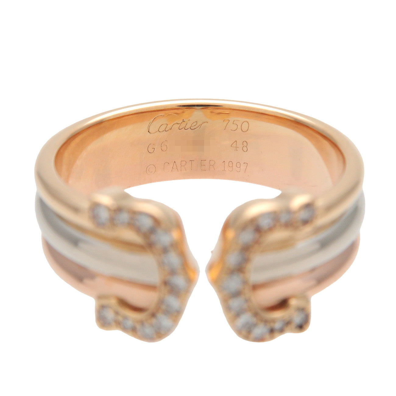 Cartier 2C Diamond Ring SM Three Color 750YG/PG/WG #48 US4.5 EU49