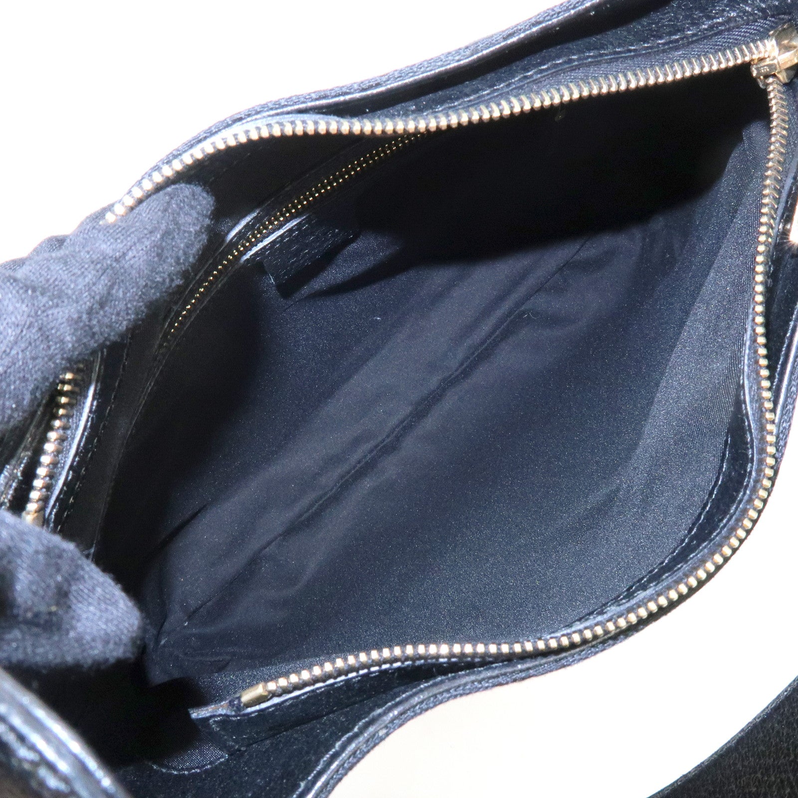 GUCCI Horsebit GG Canvas Leather Shoulder Bag Black 145826