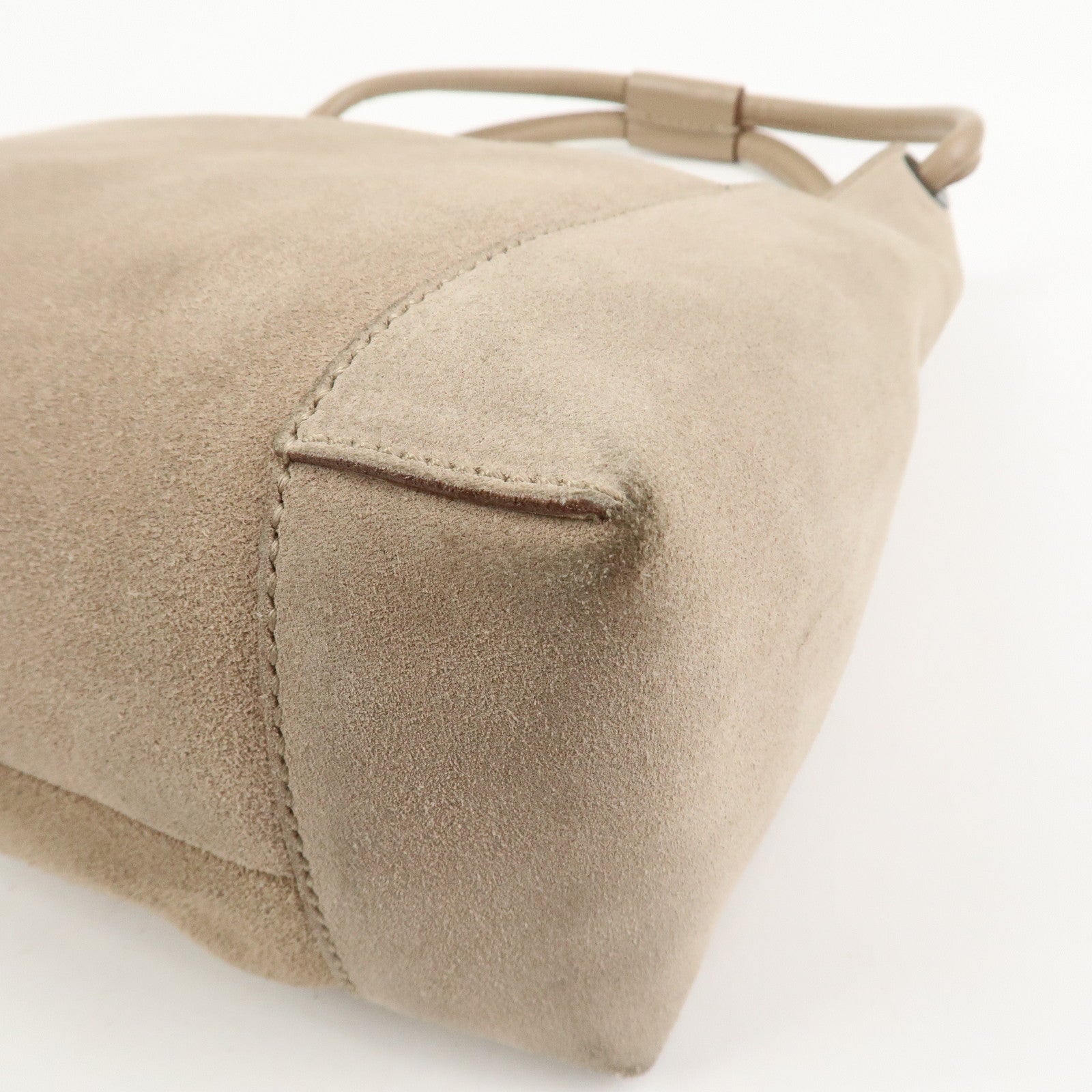 GUCCI Logo Suede Shoulder Bag Hand Bag Beige 101333