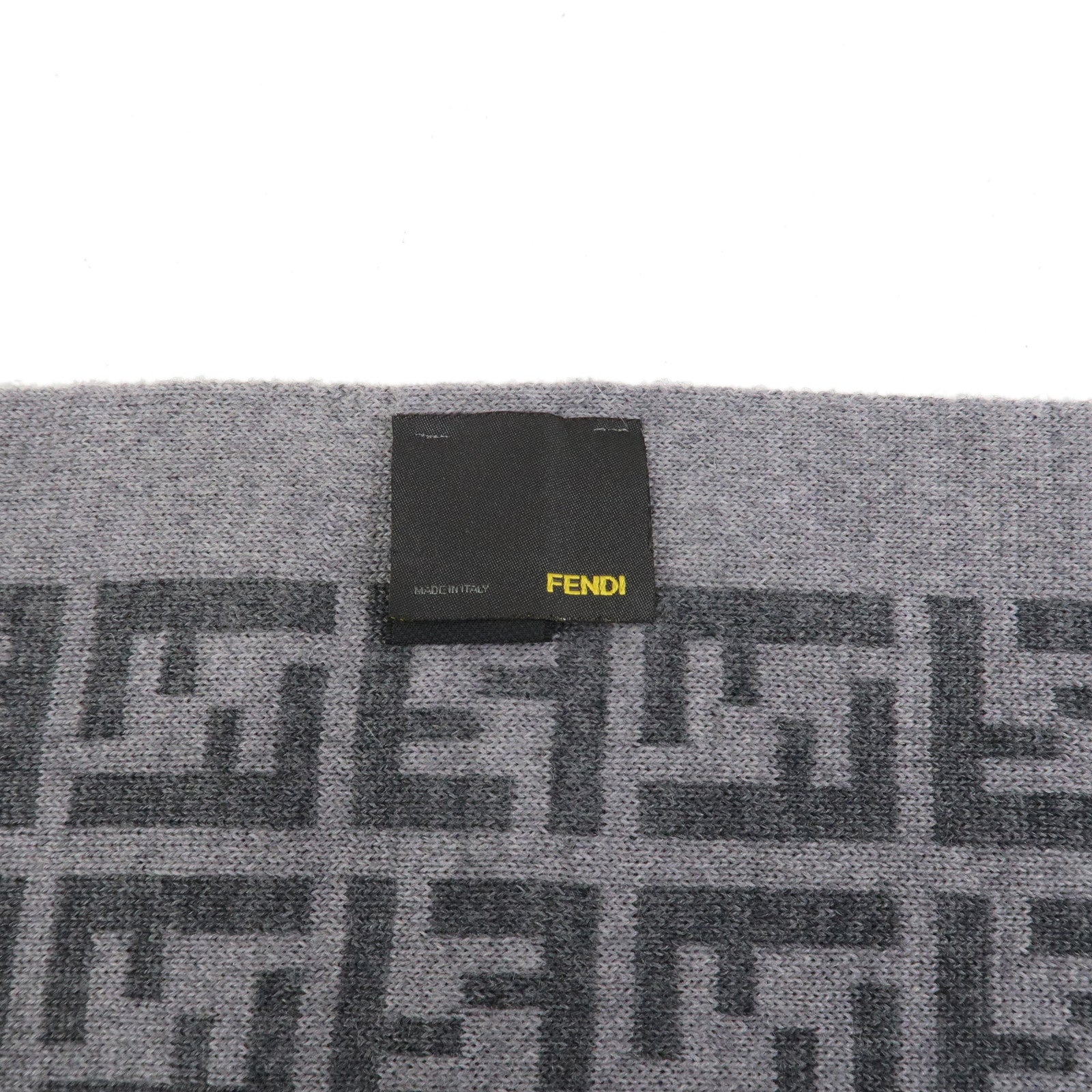 FENDI Zucca Wool 100% Scarf Stole 170×27 Gray