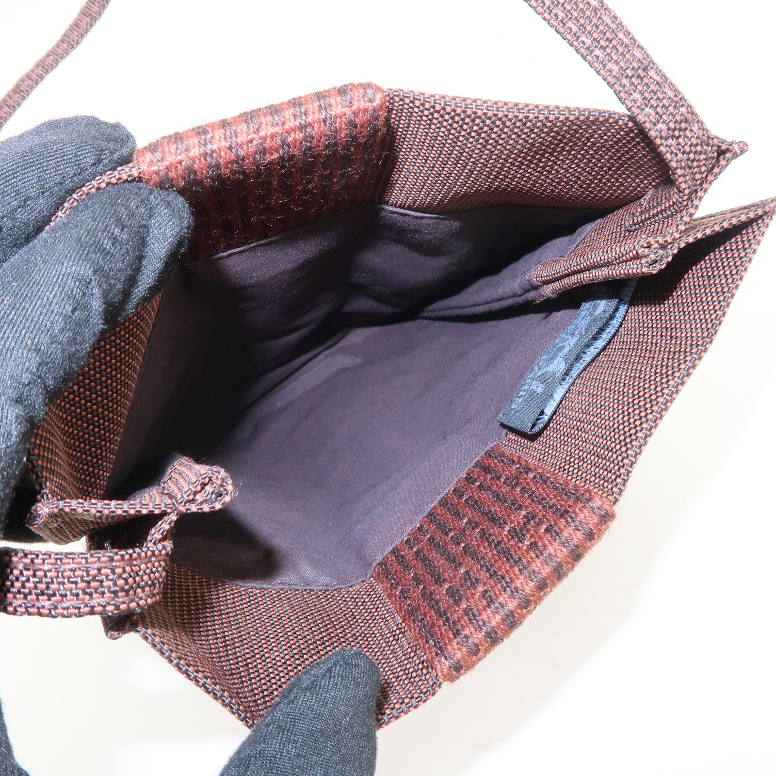 HERMES Herline Herbag Canvas Shoulder Bag Crossbody Bag Brown