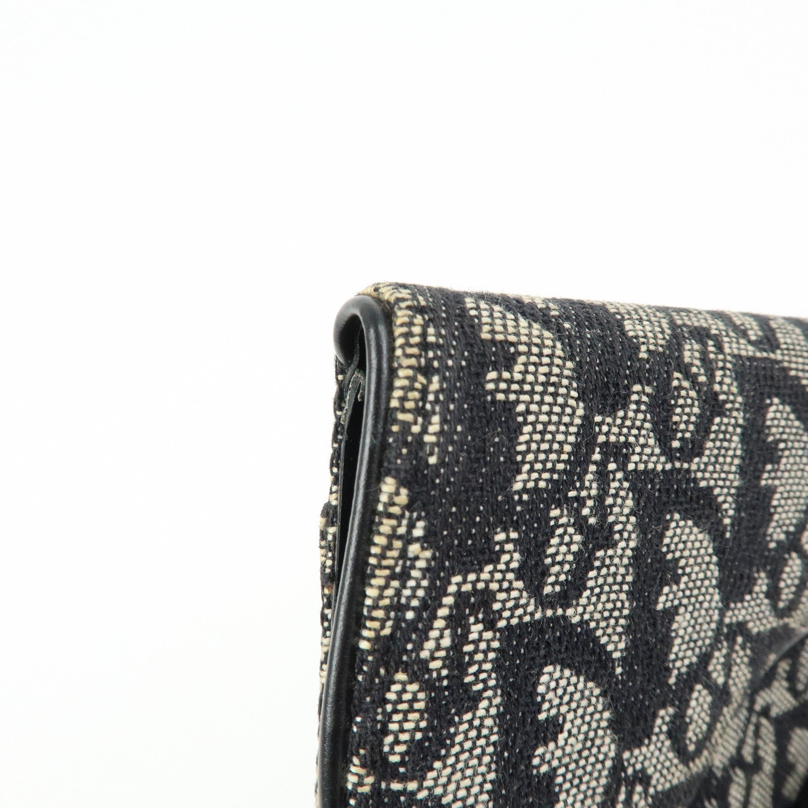 Christian Dior Oblique Jacquard Flap Long Wallet Navy White