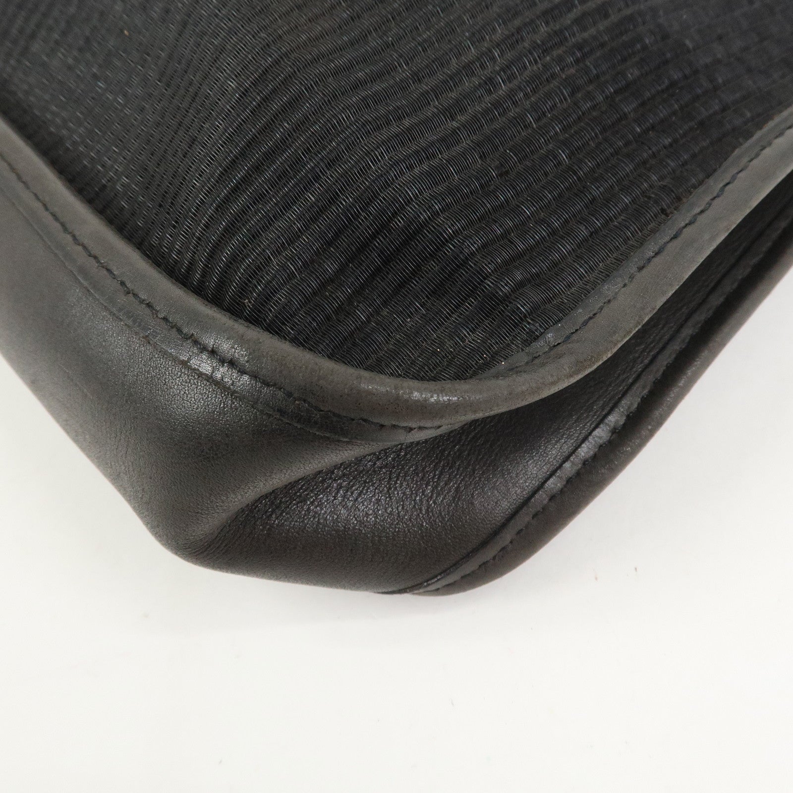 HERMES Vespa PM Crinolin Leather Shoulder Bag C Stamped Black