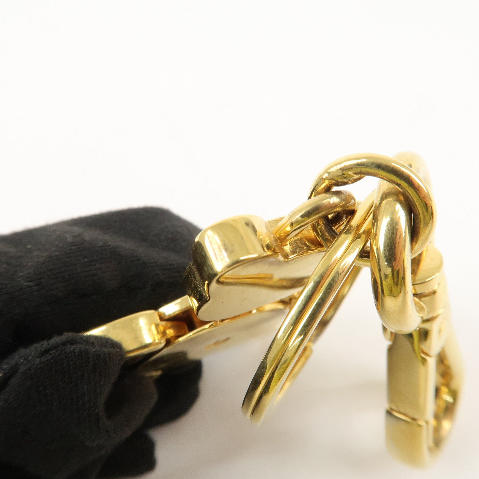 PRADA Bear Motif Bag Charm Key Chain Burgundy Gold Used