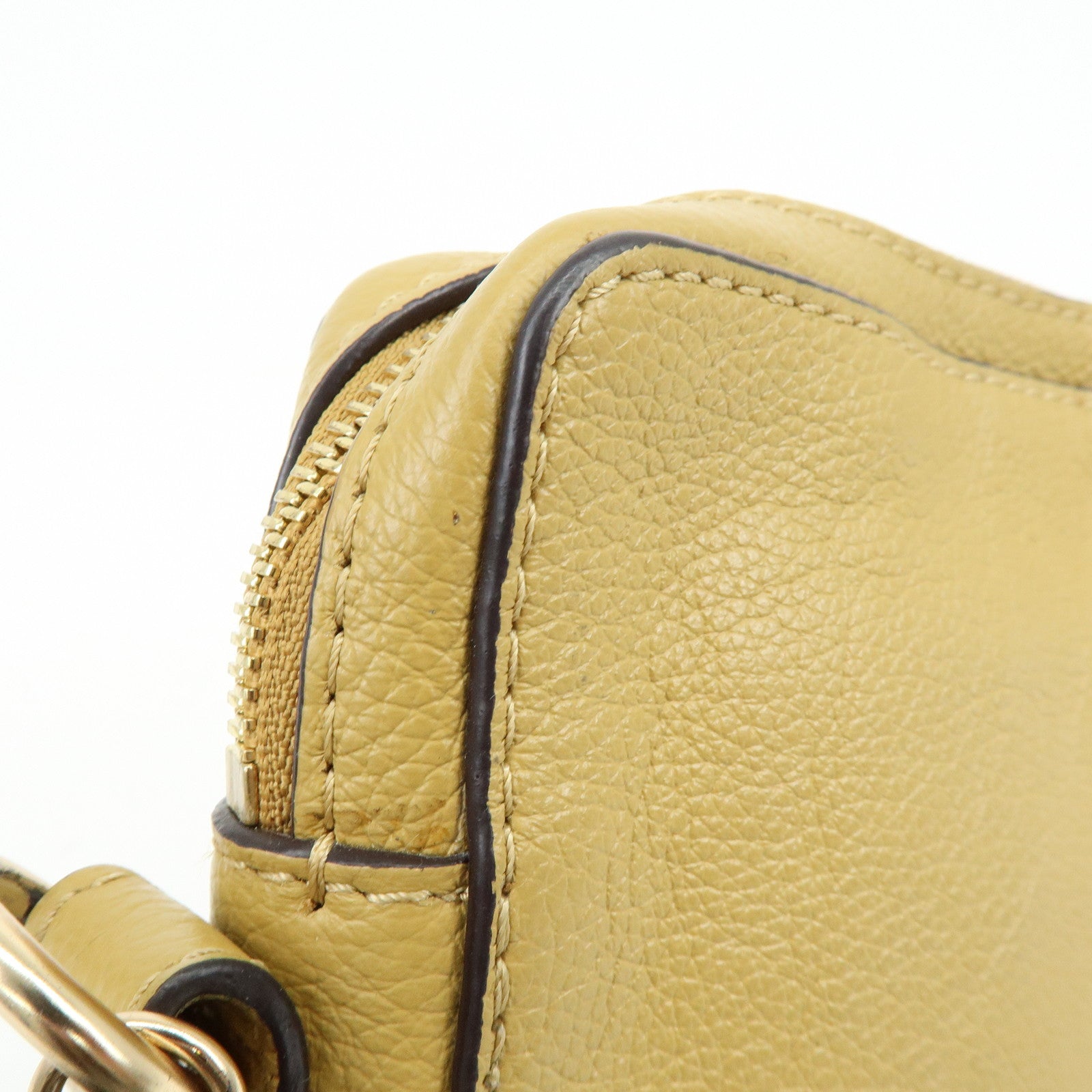 Chloe See by Chloe Leather Suede Chain Shoulder Bag Beige