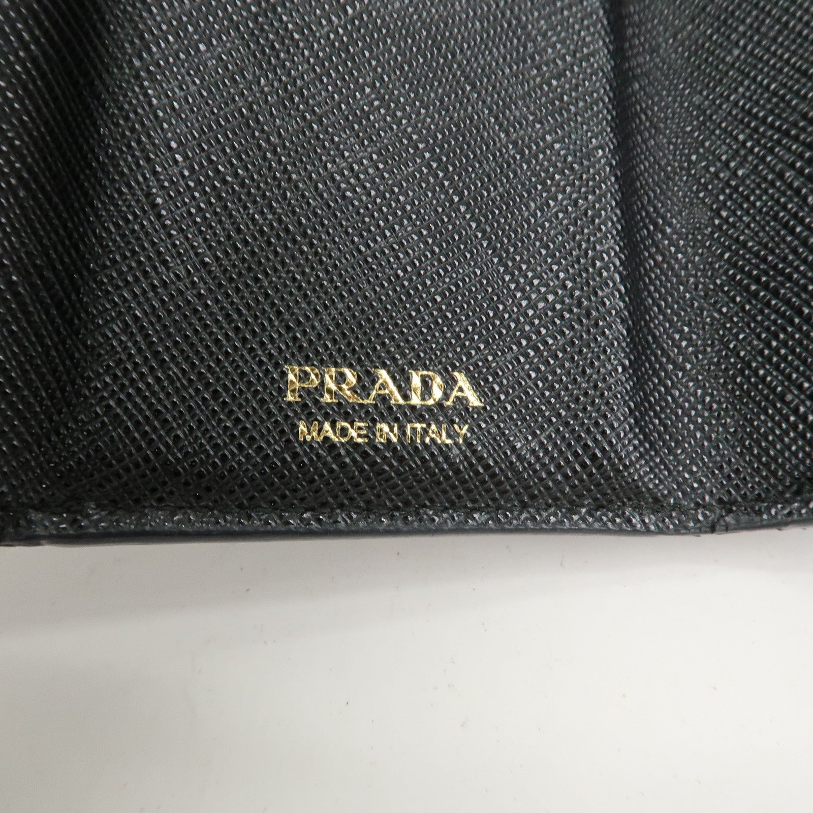 PRADA Triangle Logo Saffiano Leather Tri-fold Wallet Black 1MH021