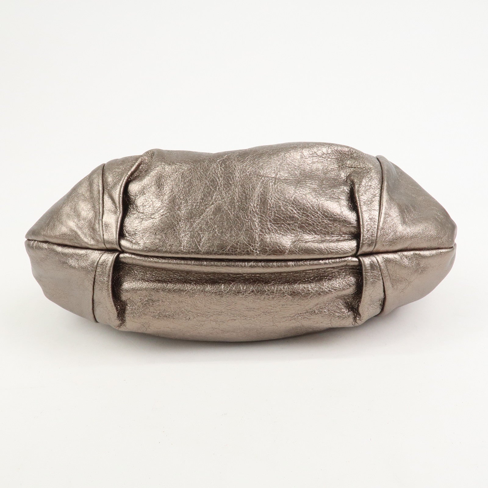 Ferragamo Vara Ribbon Logo Leather Shoulder Bag Hand Bag Silver