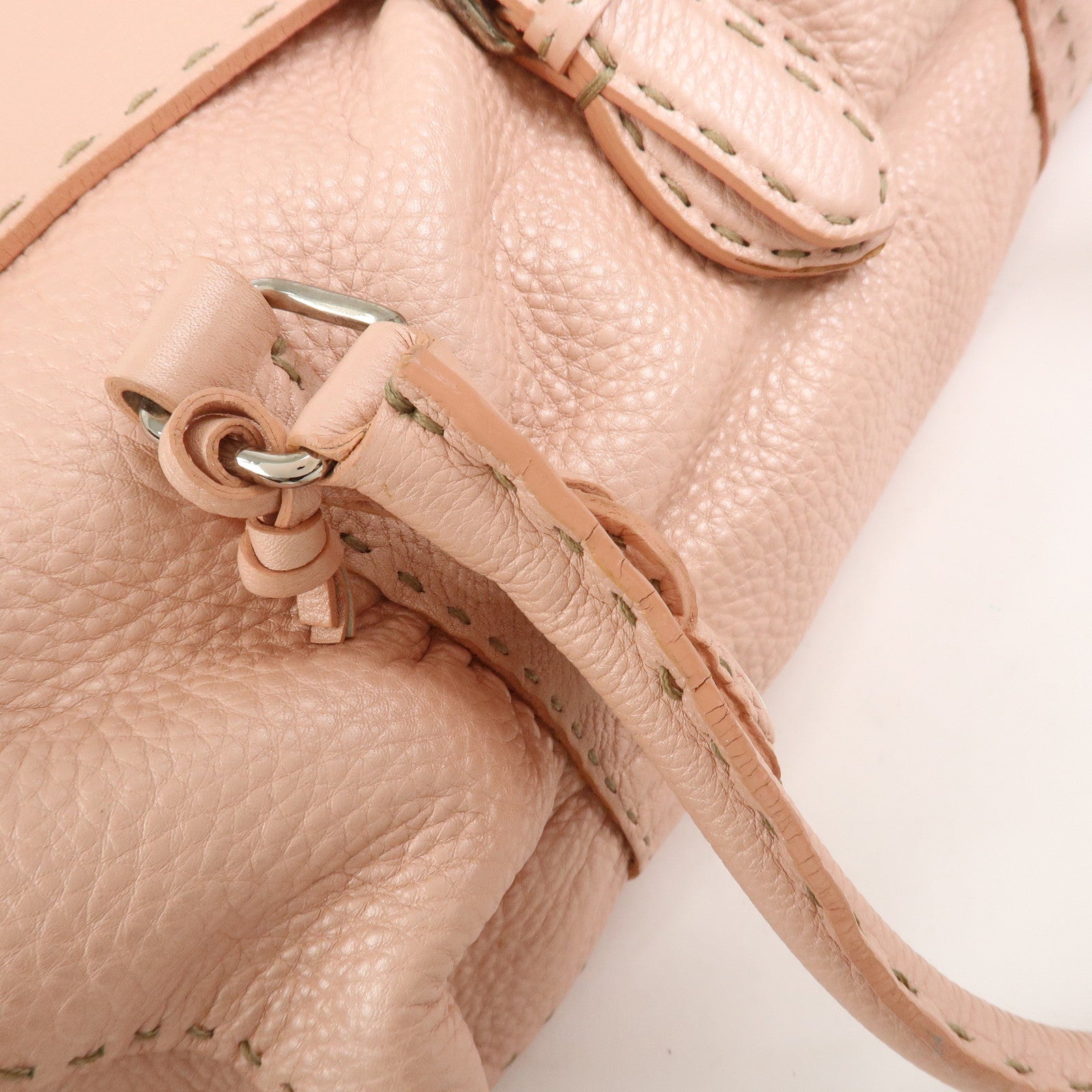 FENDI Seleria Linda Leather Shoulder Bag Hand Bag Pink 8BR442