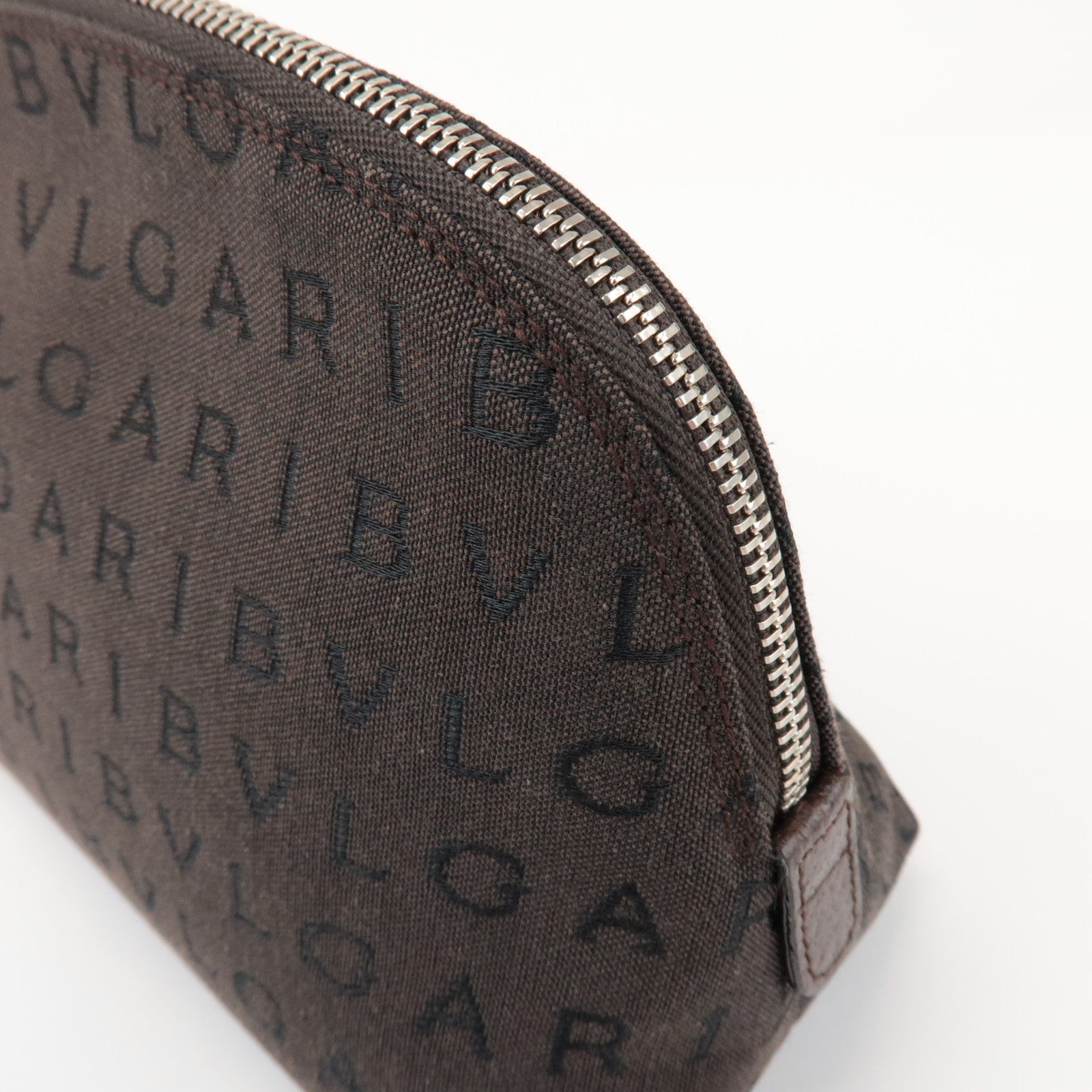 BVLGARI Logomania Canvas Pouch Cosmetic Pouch Dark Brown