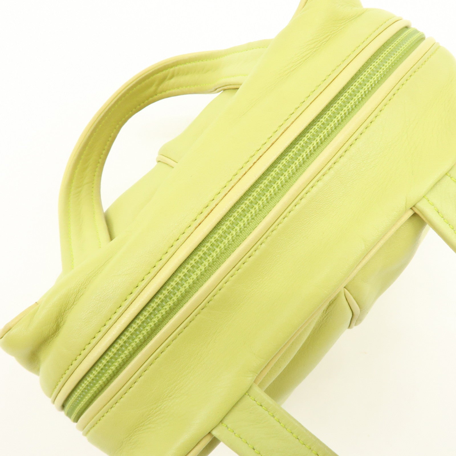LOEWE Logo Nappa Leather Mini Hand Bag Boston Bag Lime Green