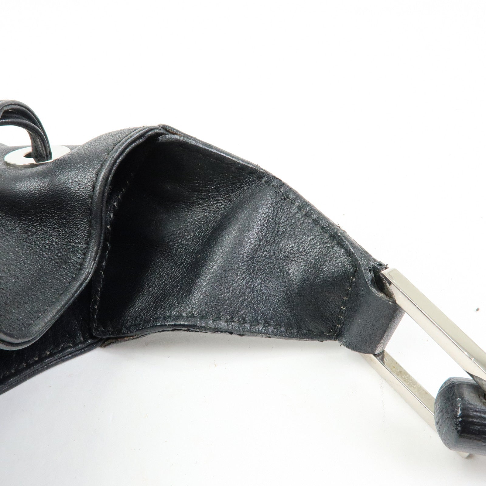 GUCCI Bamboo Leather Shoulder Bag Hand Bag Black 0014033