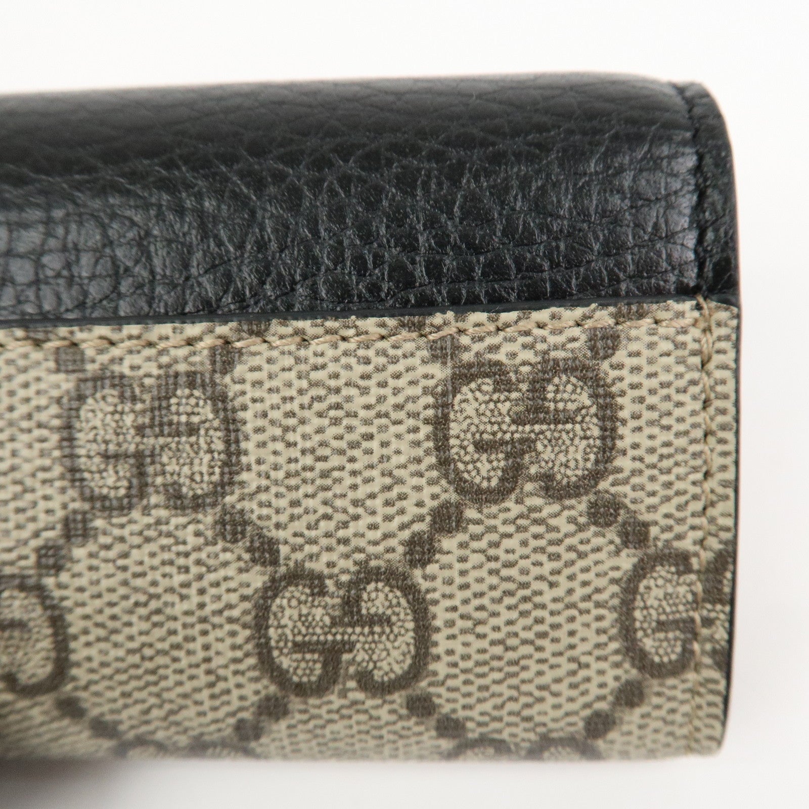 GUCCI GG Marmont Leather GG Supreme 6 Key Case Black 456118