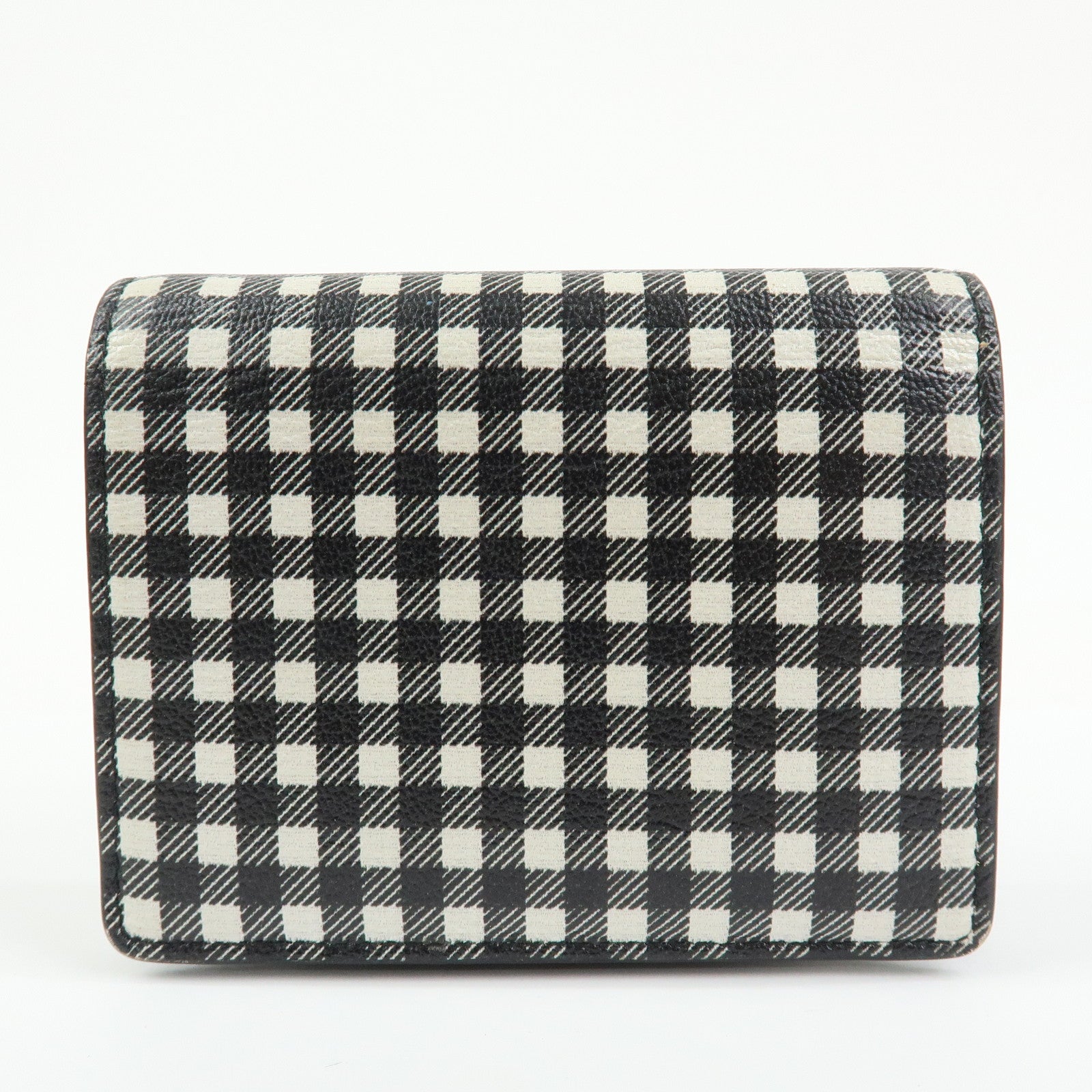 MIU MIU PVC Gingham Bi-fold Compact Wallet Black White 5MV204