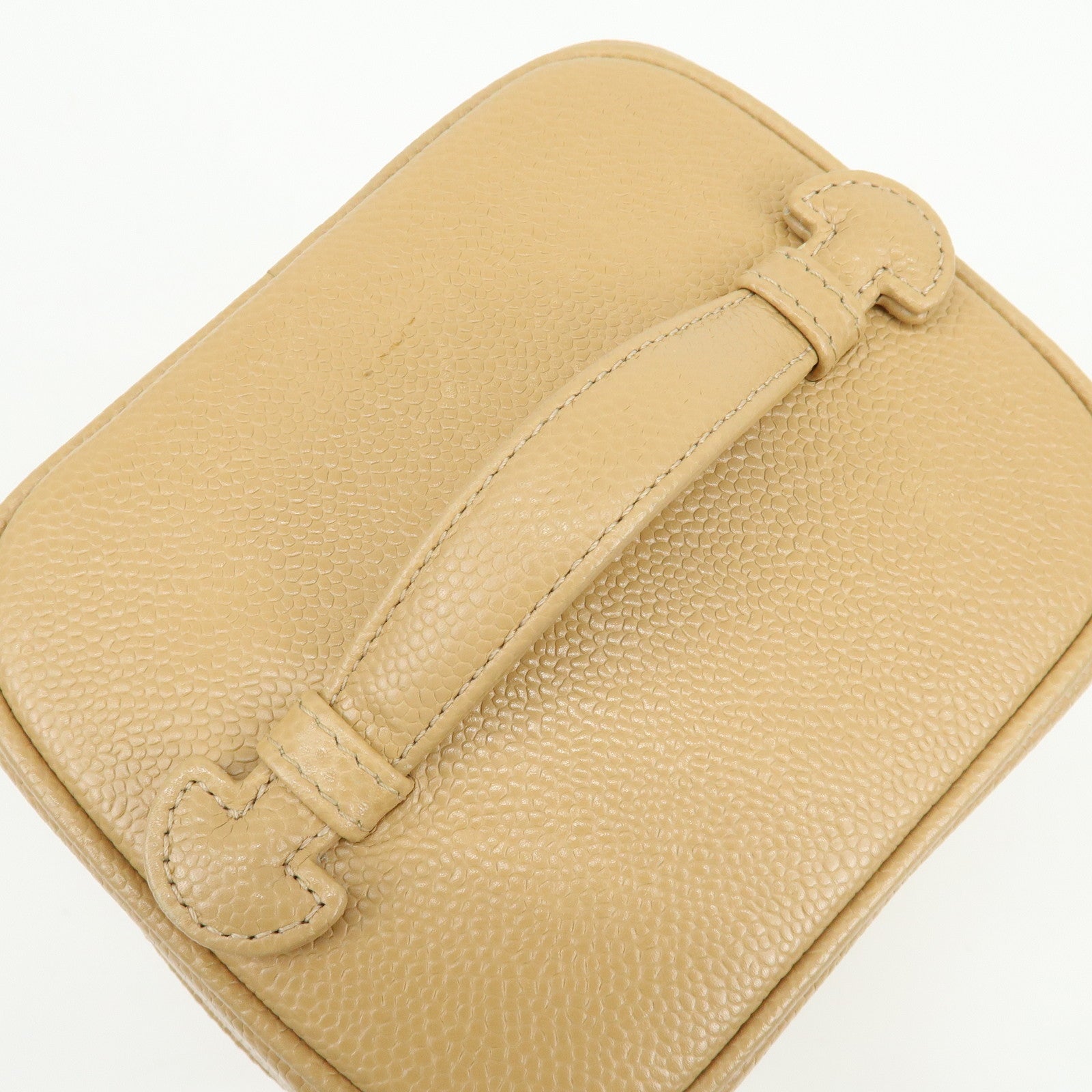 CHANEL COCO Mark Caviarskin Vanity Bag Cosmetic Pouch Beige A01998