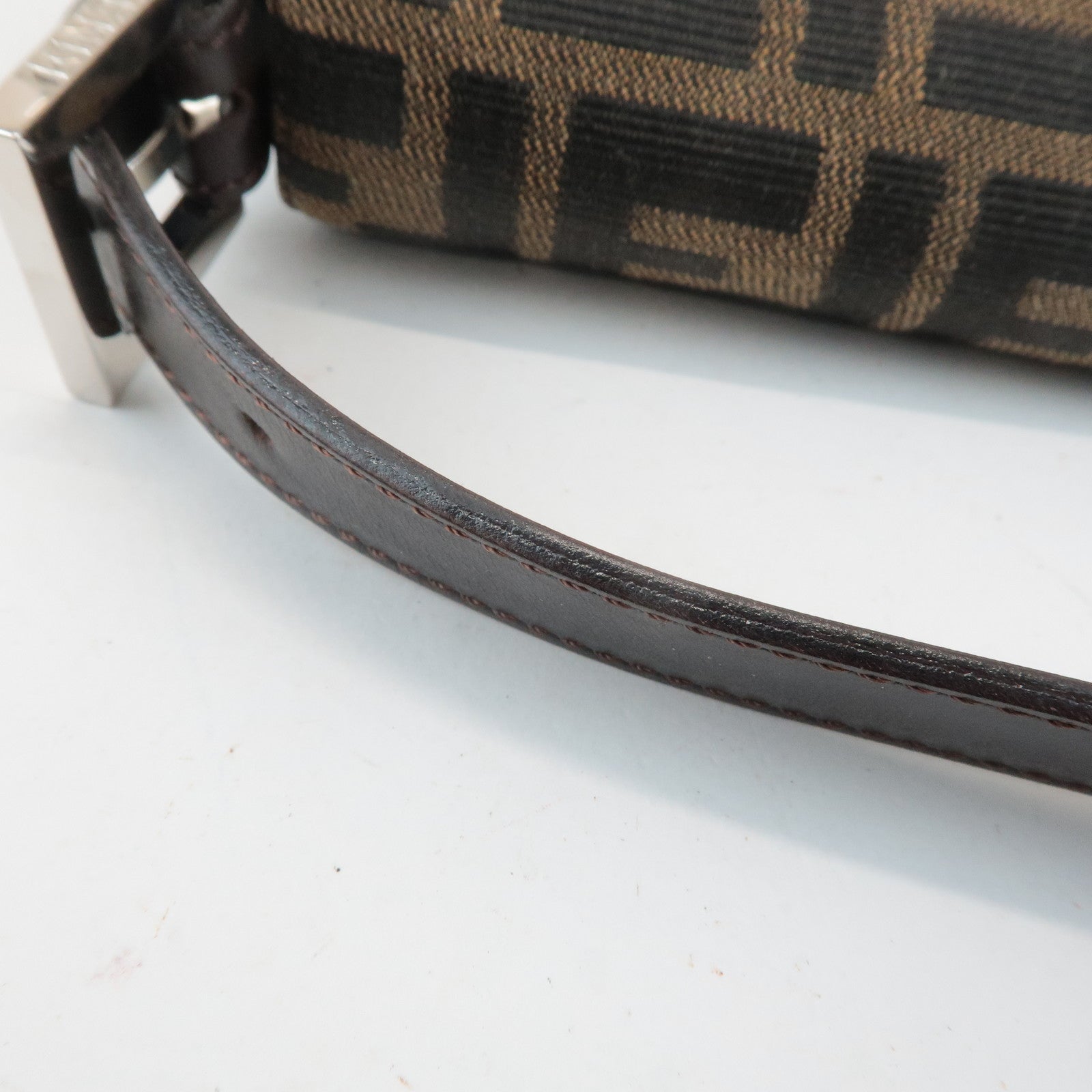 FENDI Zucca Mamma Baguette Canvas Shoulder Bag 26424 Brown Black Used