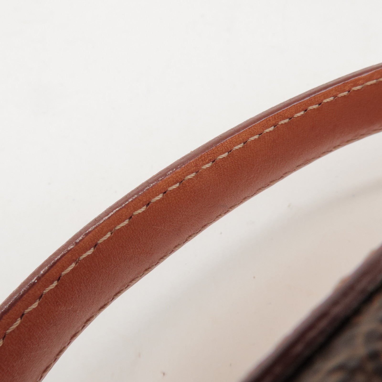 CELINE Macadam PVC Leather Hand Bag Vanity Bag Brown