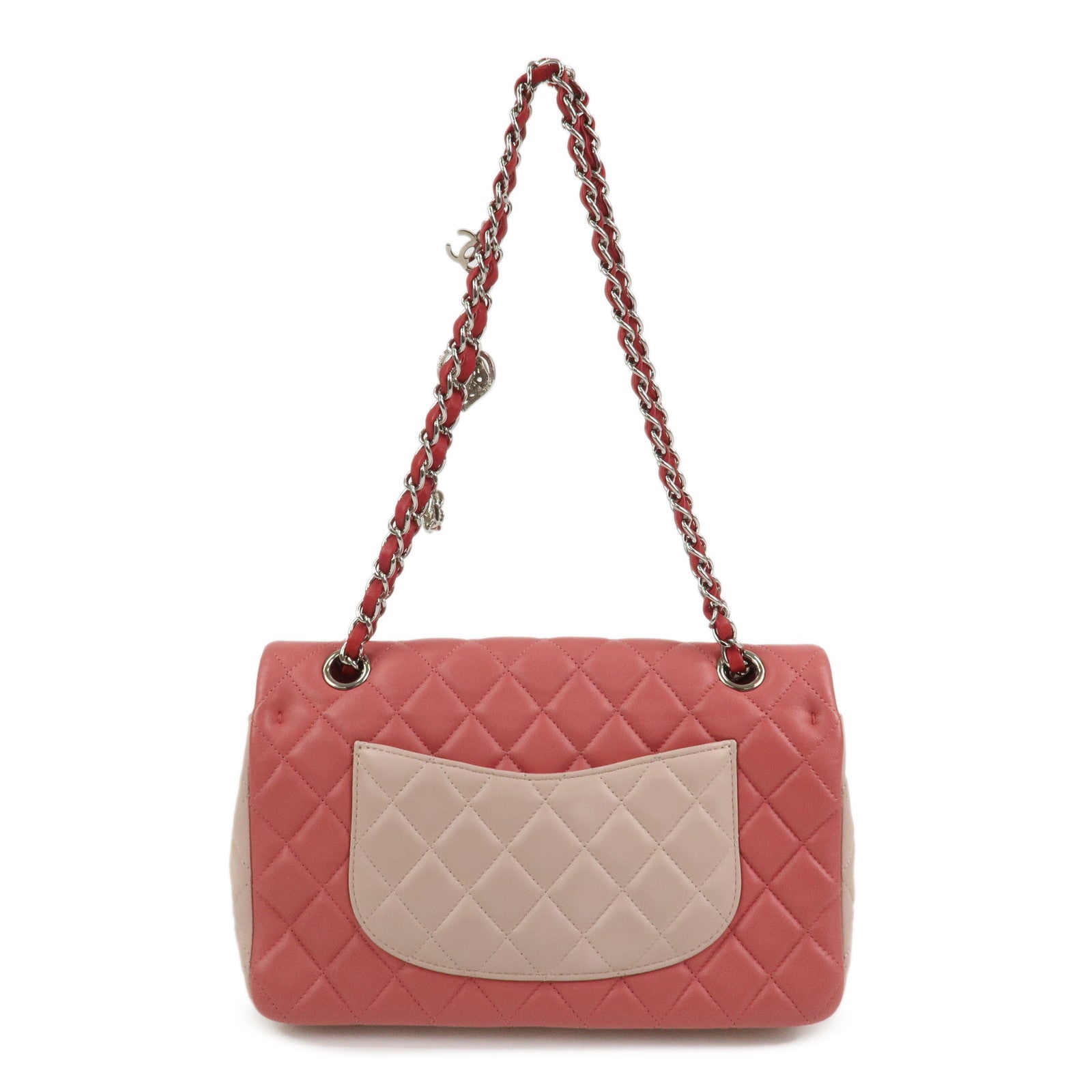CHANEL Matelasse 25 Lamb Skin Chain Shoulder Bag Pink Red A90214