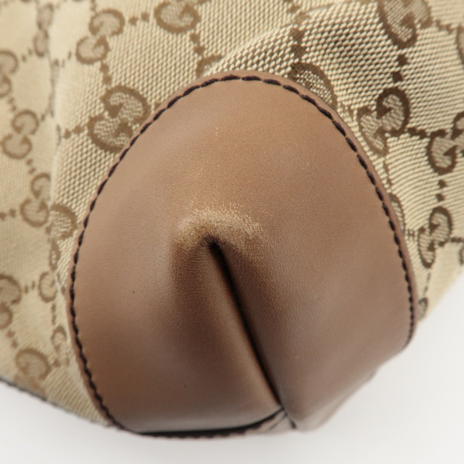 GUCCI GG Canvas Leather Tote Bag Beige Brown 247209 Used