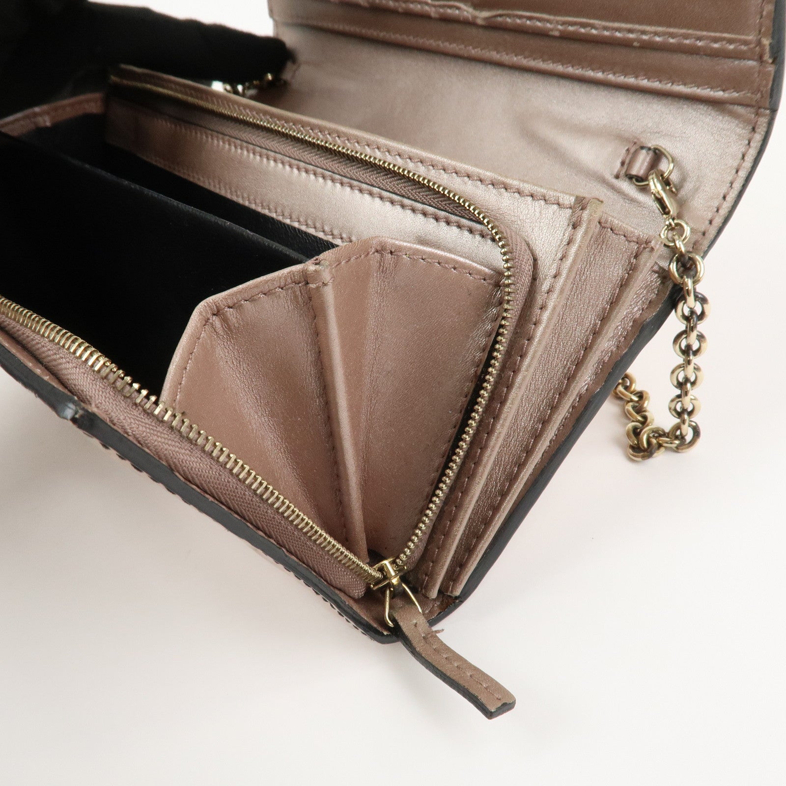 GUCCI Horsebit Guccissima Leather Chain Wallet Tassel Pink 295360