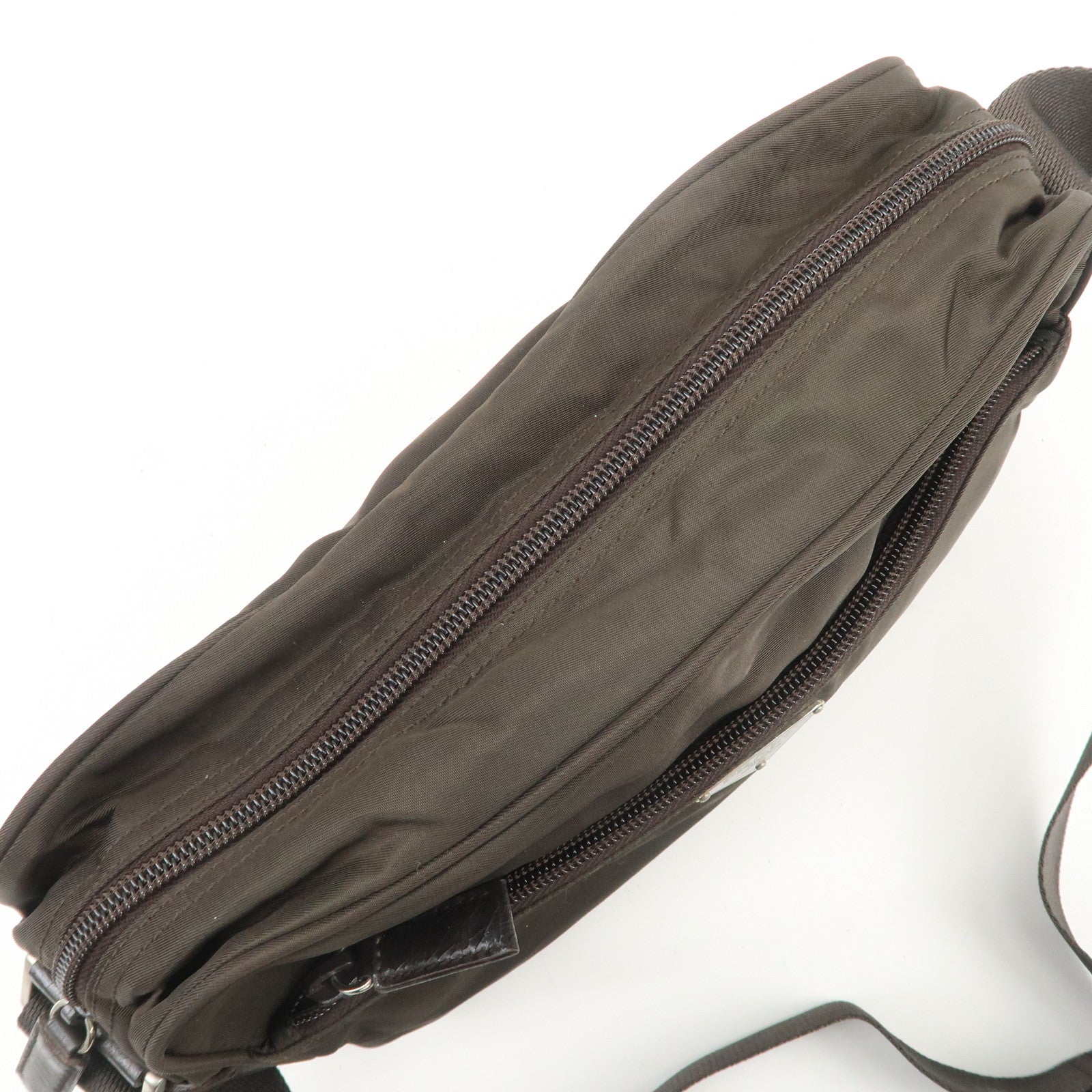 PRADA Triangle Logo Nylon Leather Shoulder Bag Crossbody Bag