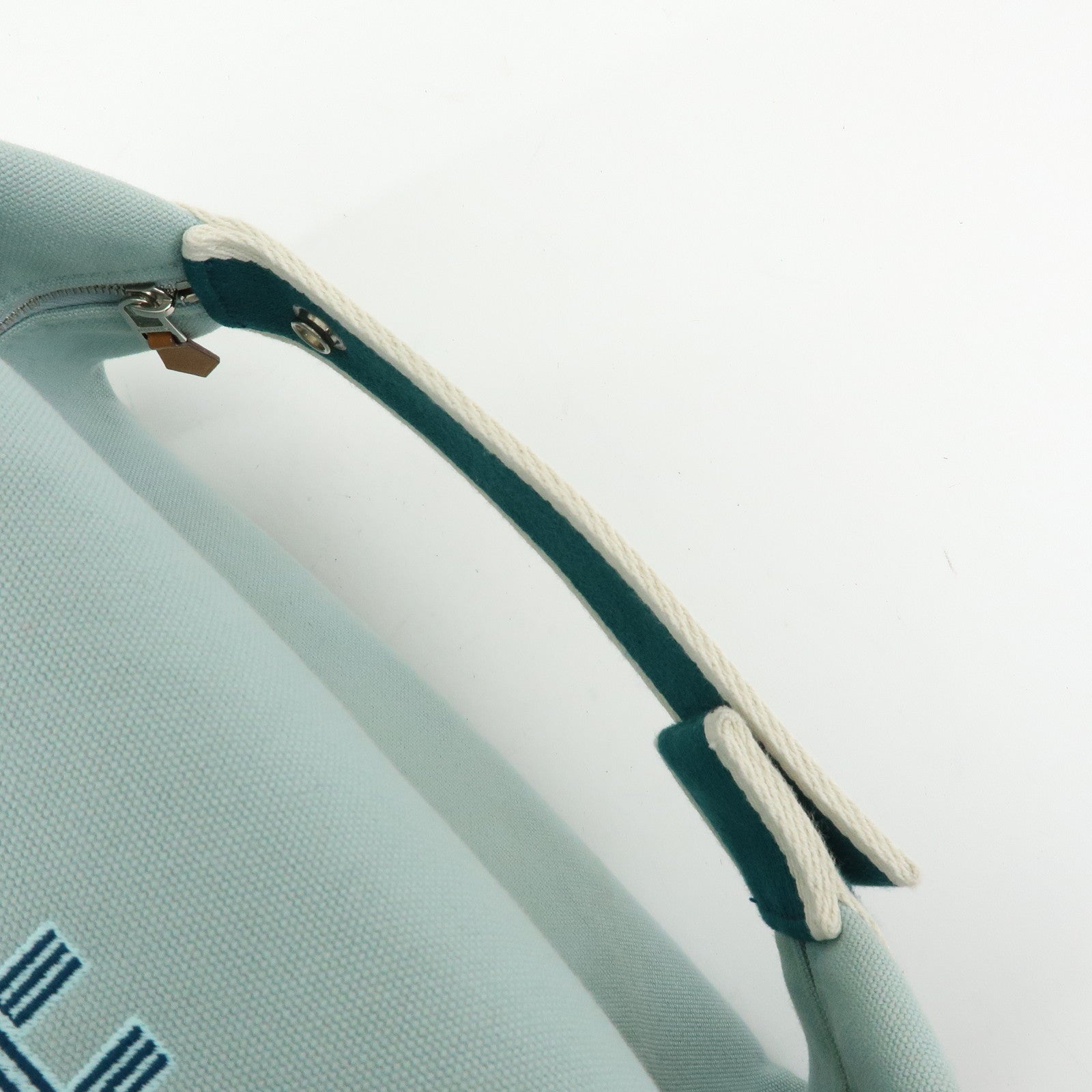 HERMES Bride A Brac GM Cotton Hand Bag Vanity Bag Light Blue