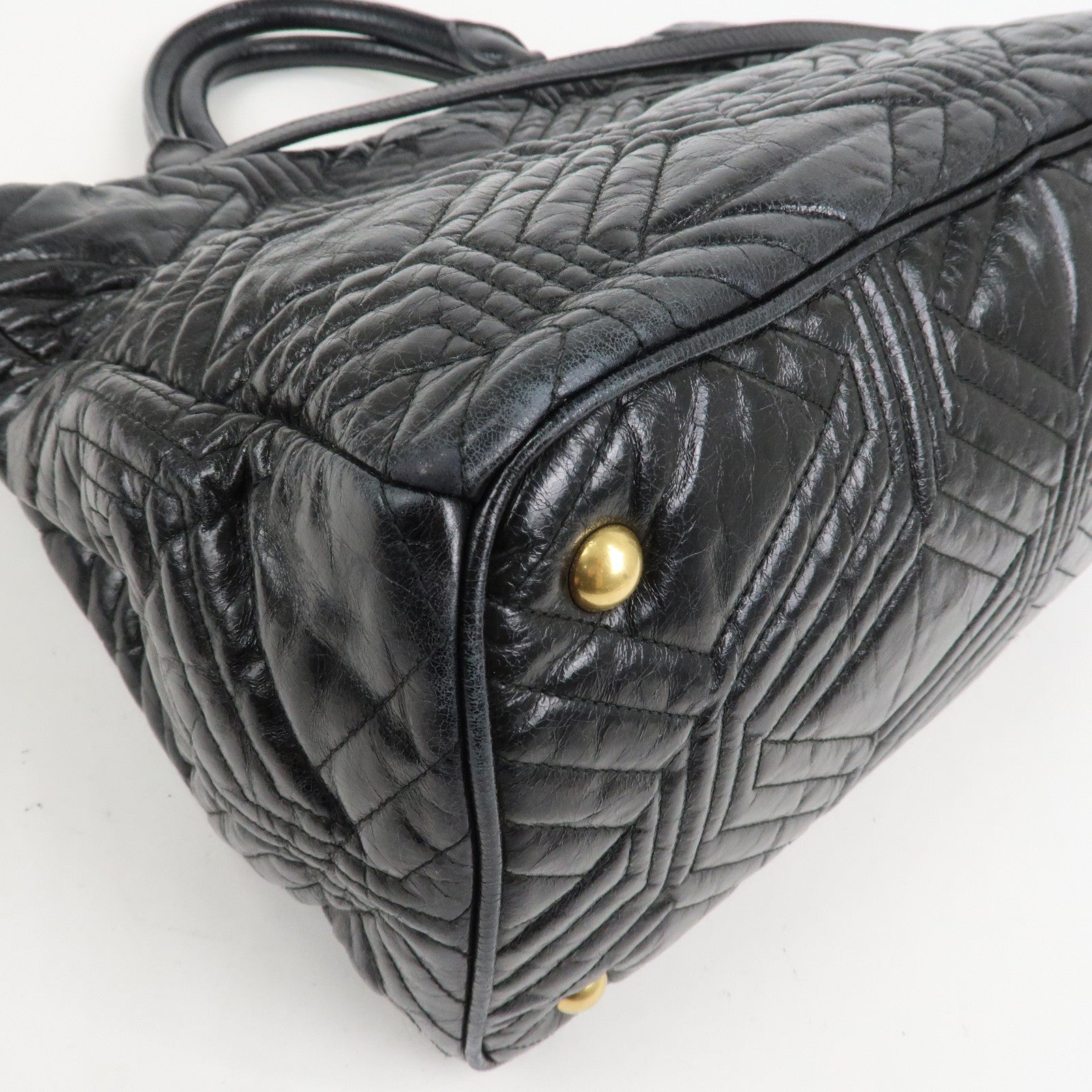 MIU MIU Leather 2Way Shoulder Bag Hand Bag Tote Bag Black