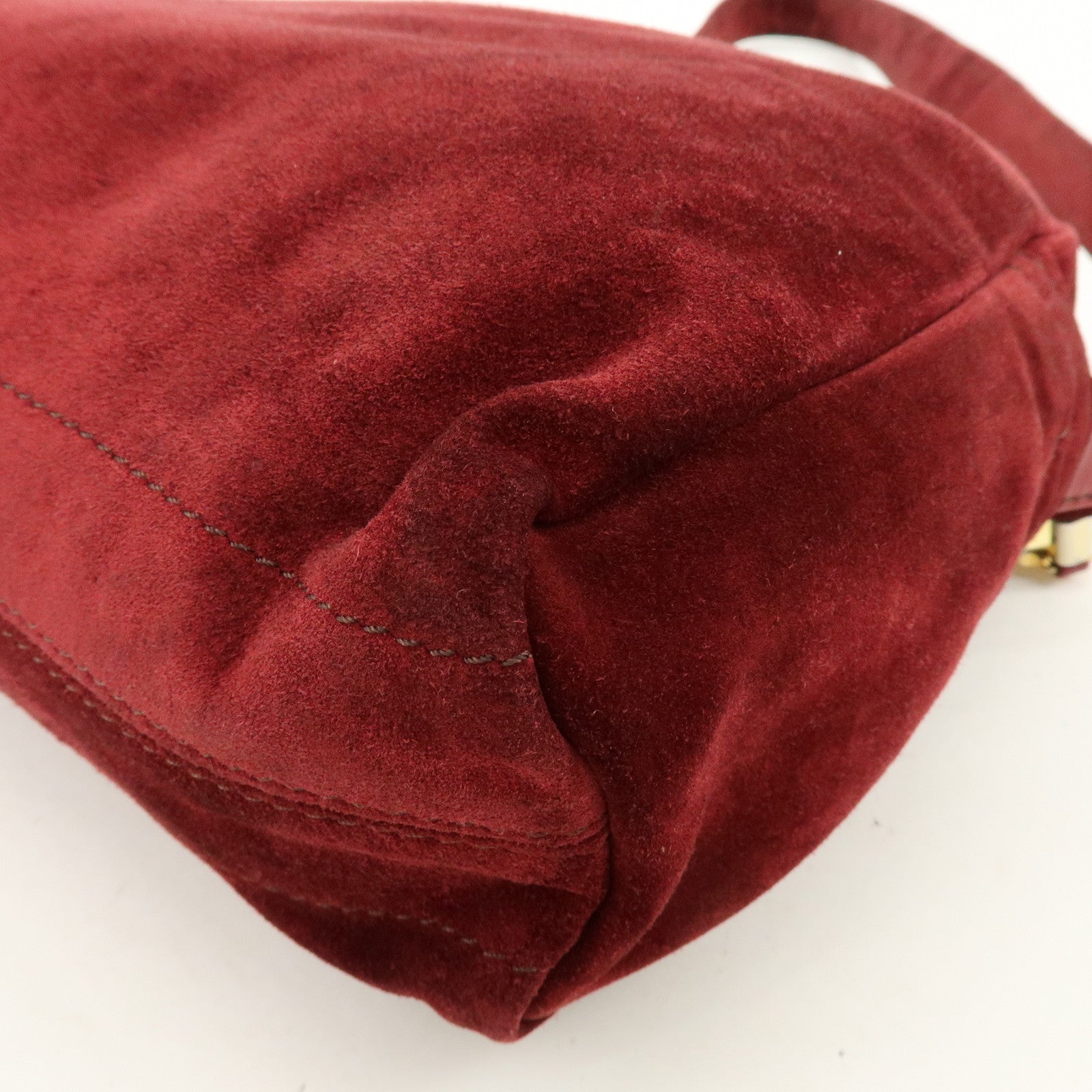 LOEWE Anagram Suede Shoulder Bag Crossbody Bag Bordeaux