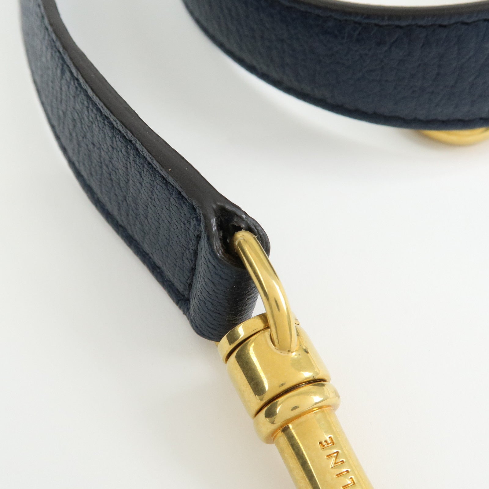 CELINE Leather Suede 2Way Bag Hand Bag Shoulder Bag Navy