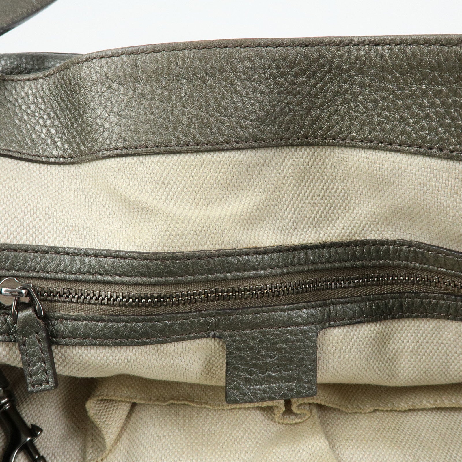 GUCCI SOHO Interlocking G Leather Tote Bag Hand Bag Silver 282309