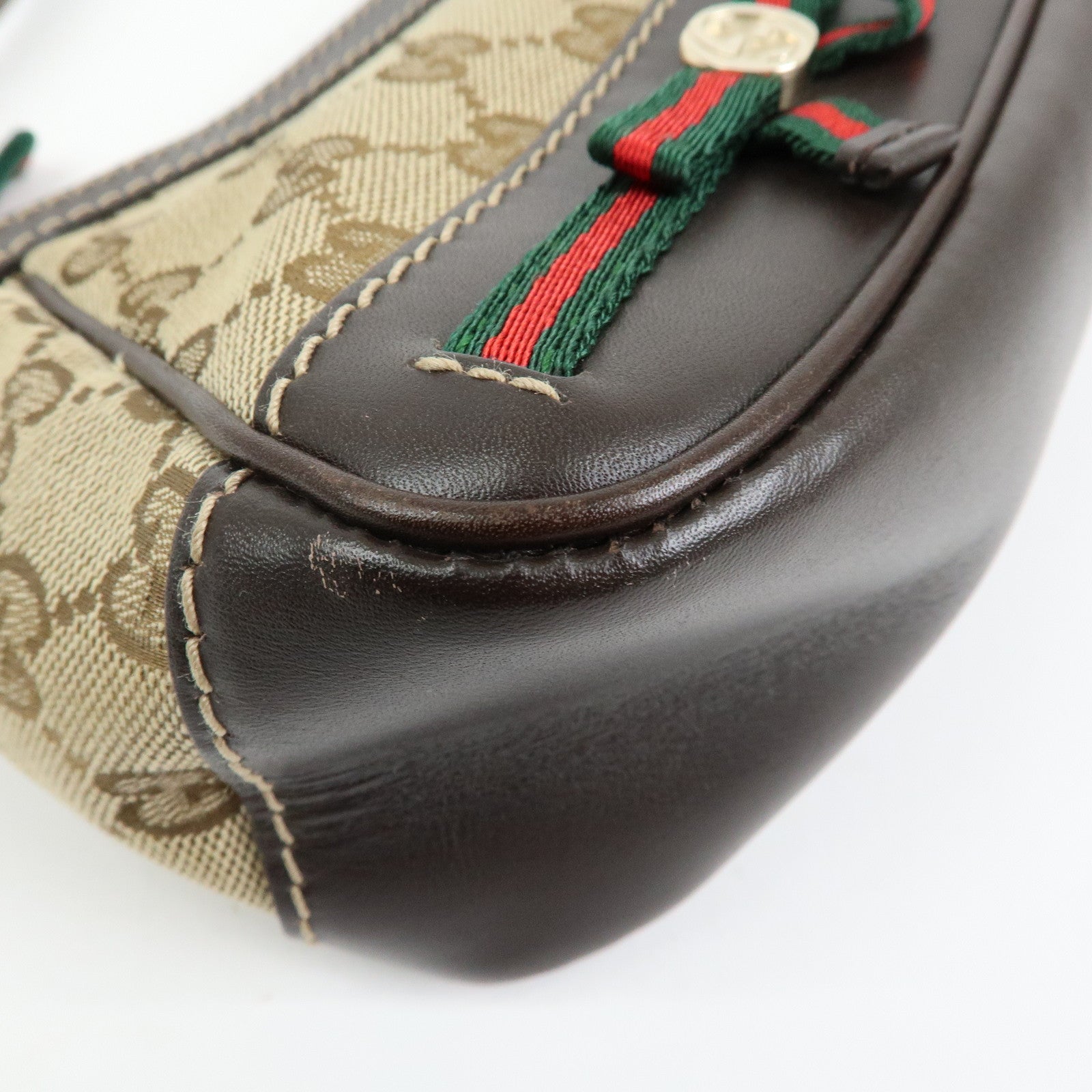 GUCCI Mayfair Sherry GG Canvas Leather Shoulder Bag Beige 269893