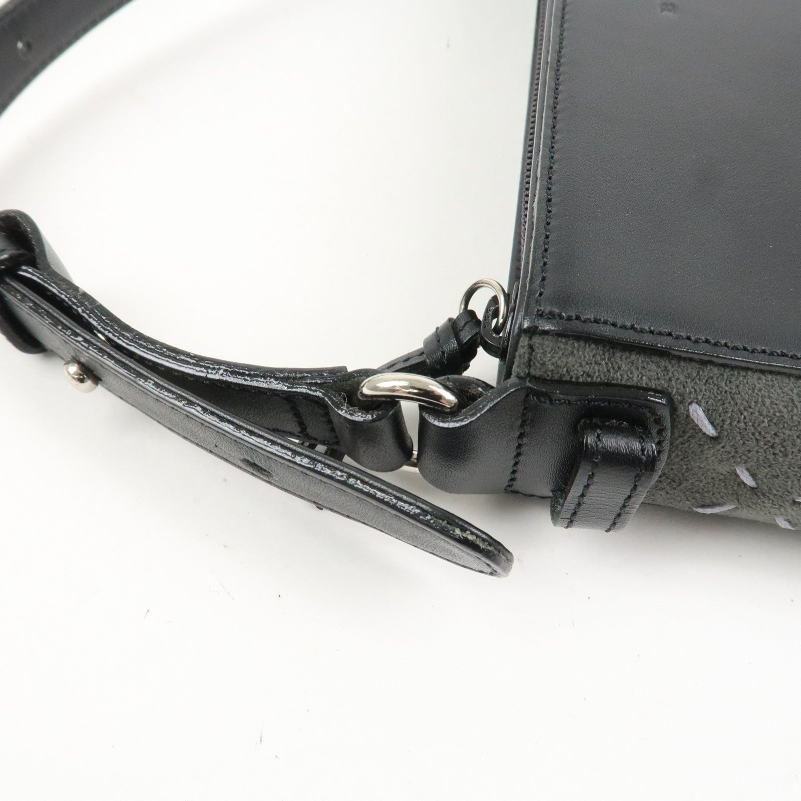BURBERR Logo Cotton Leather Adjustable Hand Bag Shoulder Bag Black
