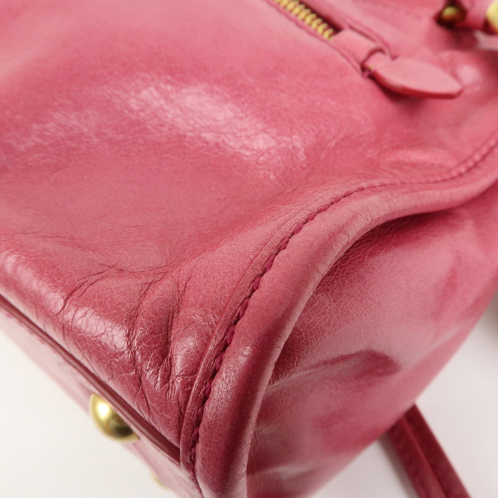 MIU MIU Logo Leather 2Way Bag Hand Bag Shoulder Bag Pink 5BB104