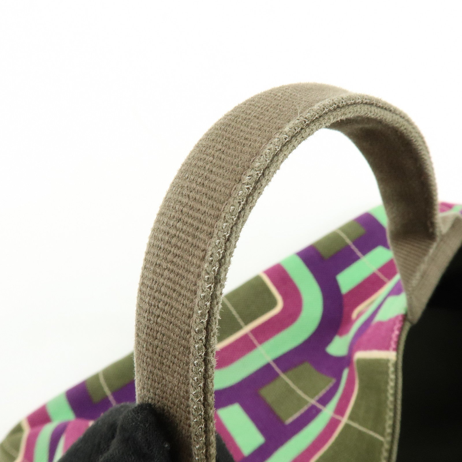 PRADA Triangle Logo Canapa Large Canvas Tote Bag Hand Bag BN1872