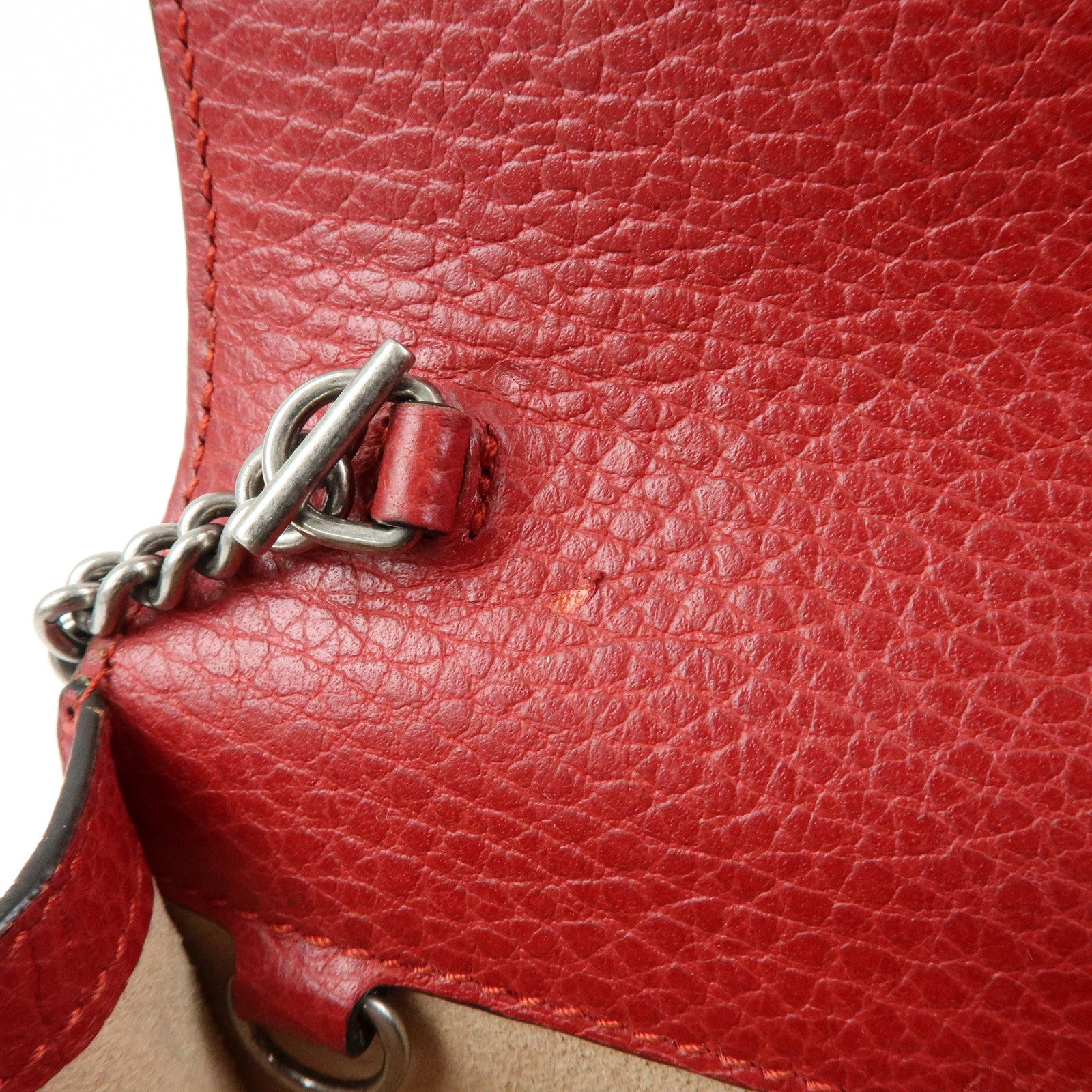 GUCCI Dionysus Super Mini Bag Leather Chain Shoulder Bag Red 476432