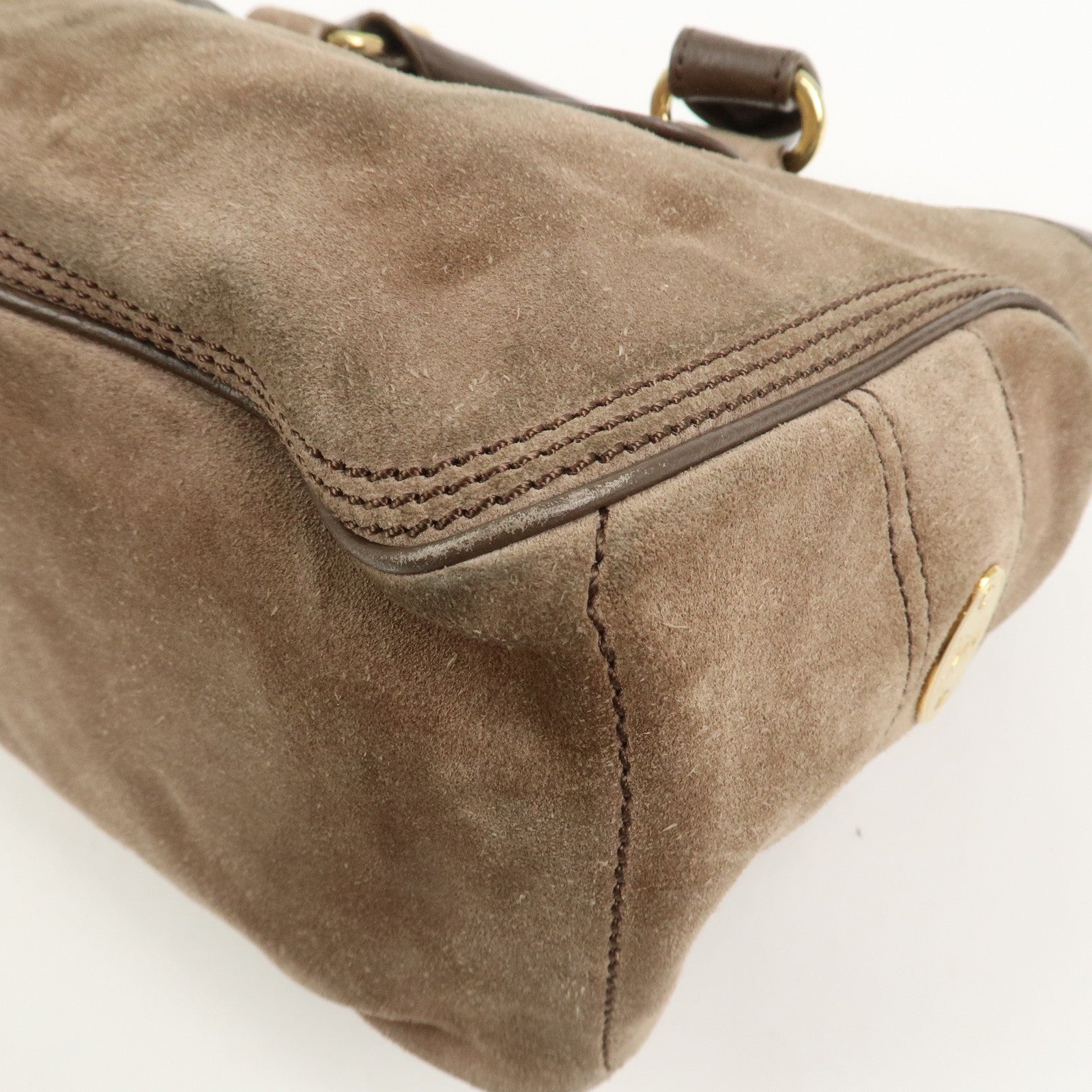 CELINE Boogie Bag Suede Leather Hand Bag Beige Brown