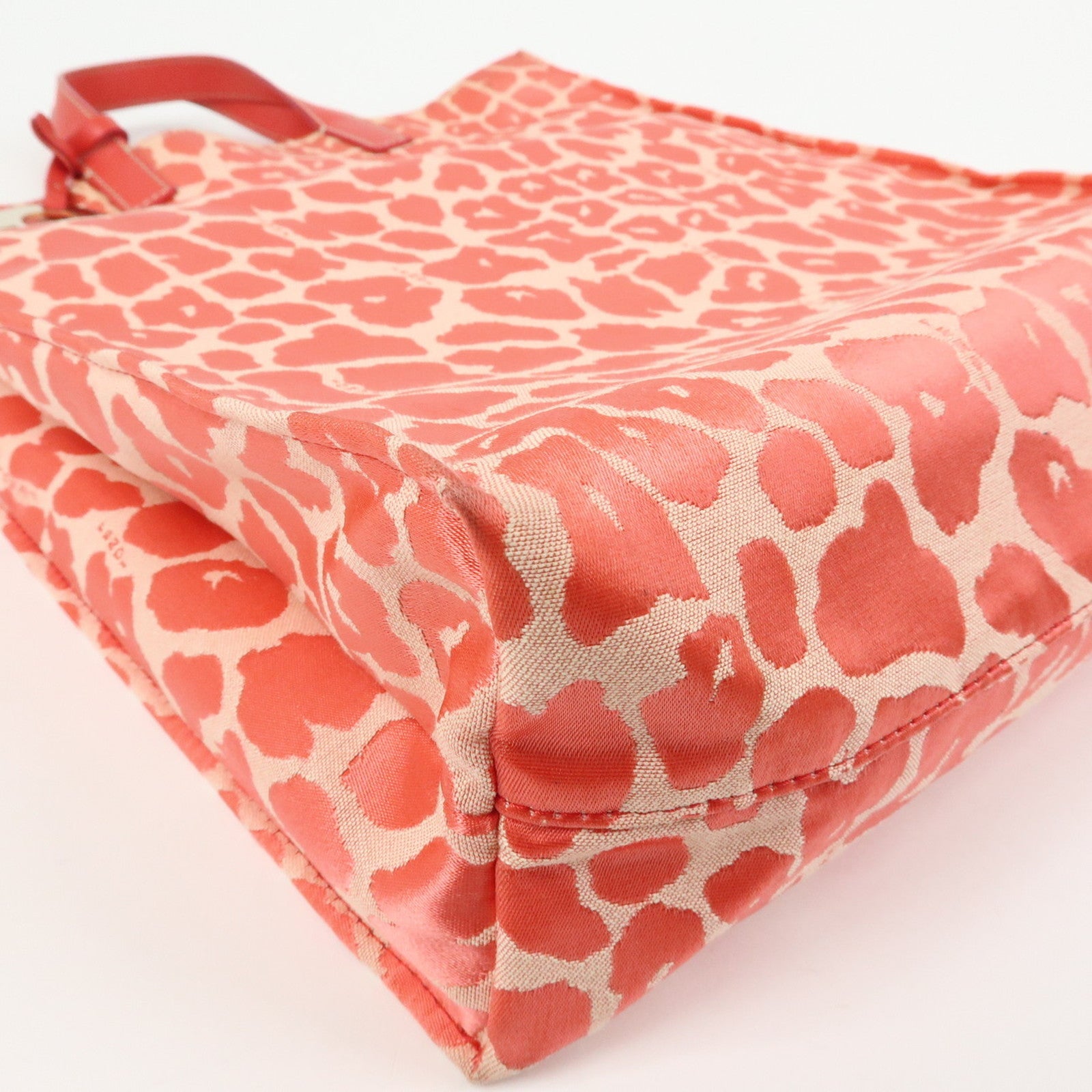 FENDI Canvas Leather Tote Bag Hand Bag Leopard Pink 8BH173