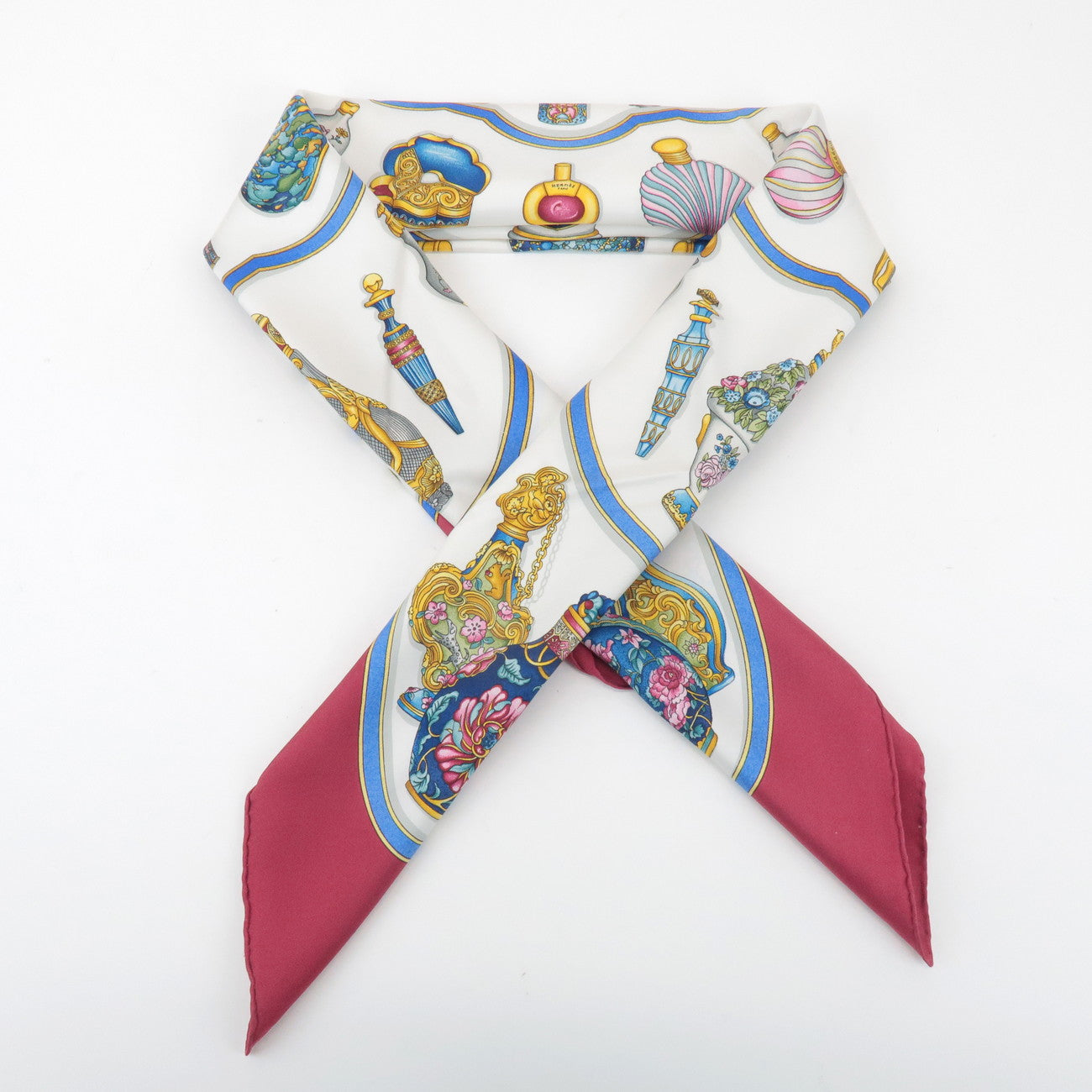 HERMES Carre 90 Silk 100% Scarf Pourvu qu'on ait l'ivresse Bordeaux