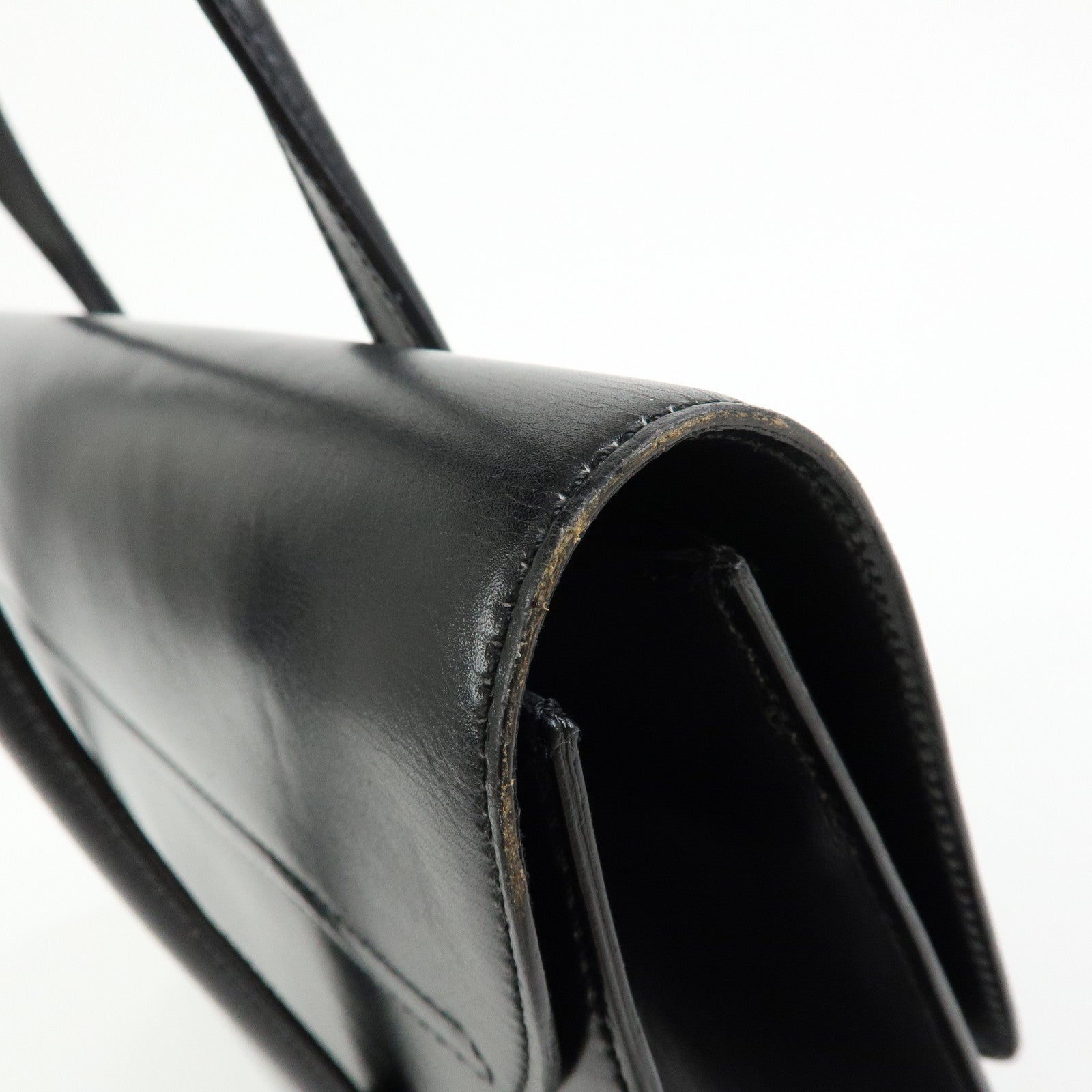 CELINE Leather Chain Lock Tote Bag Shoulder Bag Hand Bag Black