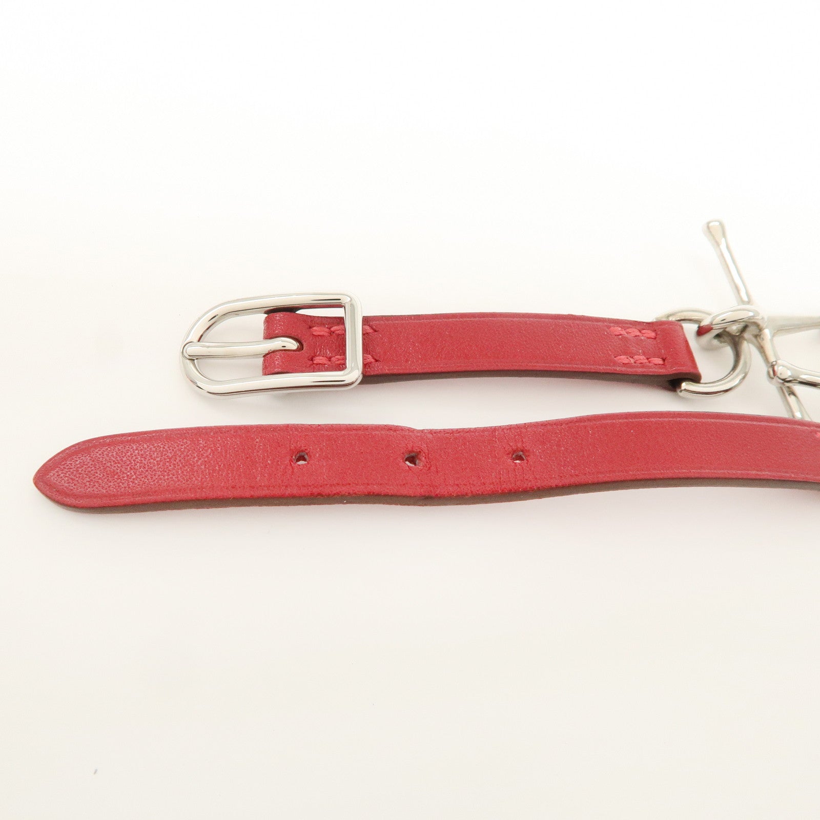 HERMERS MORS Leather Bracelet Red Silver Hardware