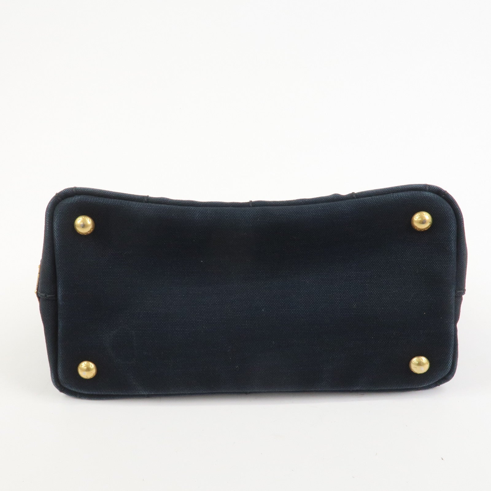 PRADA Canapa Mini Triangle Logo Canvas 2Way Hand Bag Black 1BG439