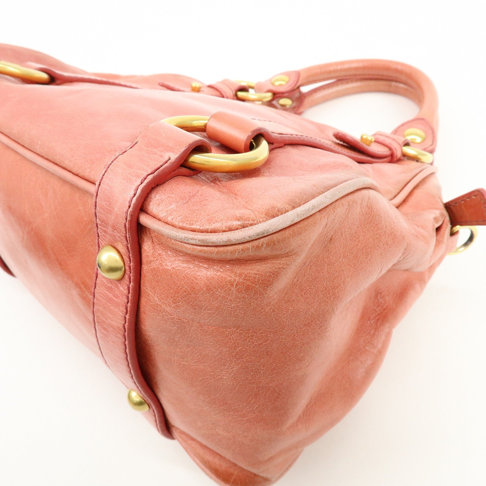 MIU MIU Leather 2Way Bag Hand Bag Shoulder Bag Pink