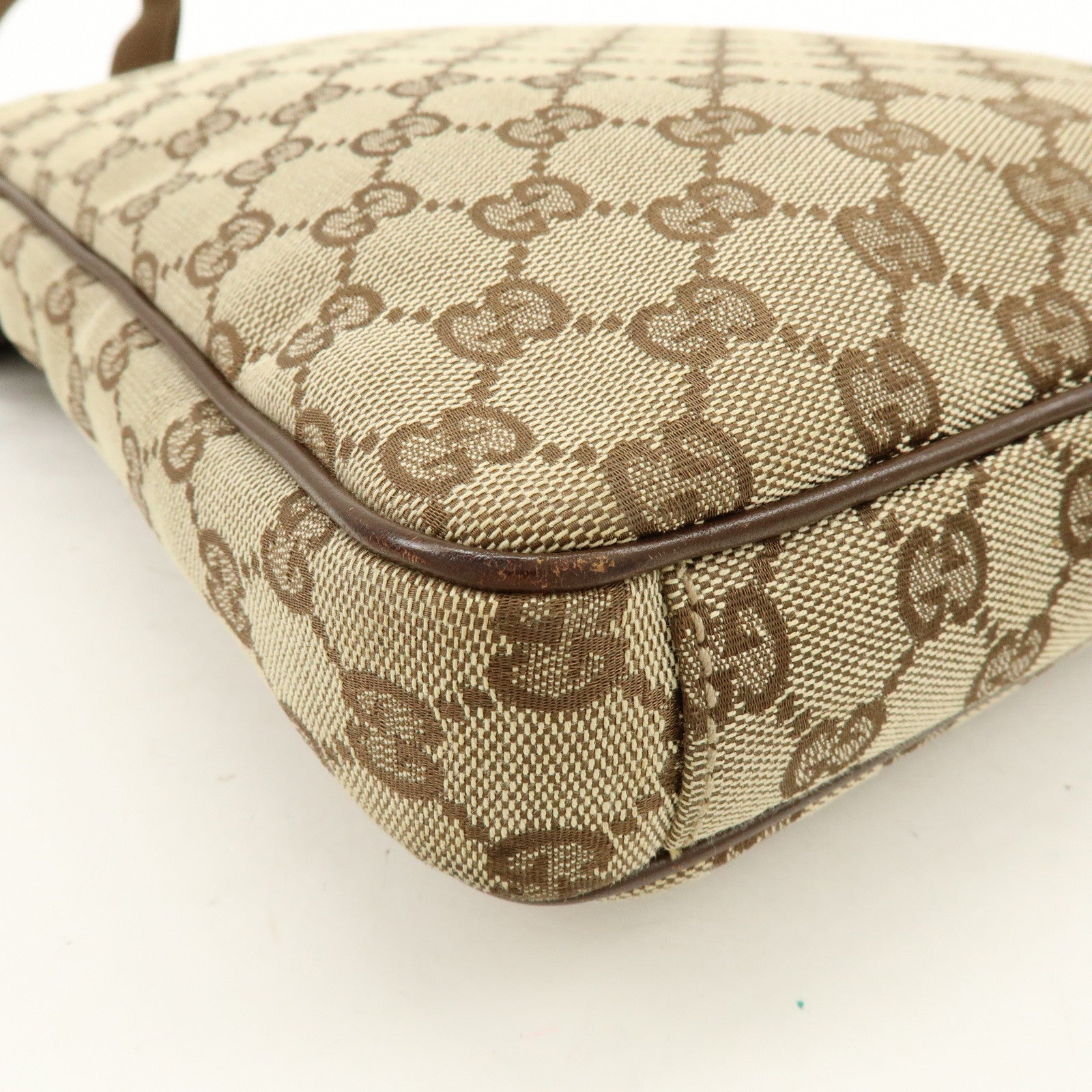 GUCCI GG Canvas Leather Shoulder Bag Crossbody Bag Brown 92551